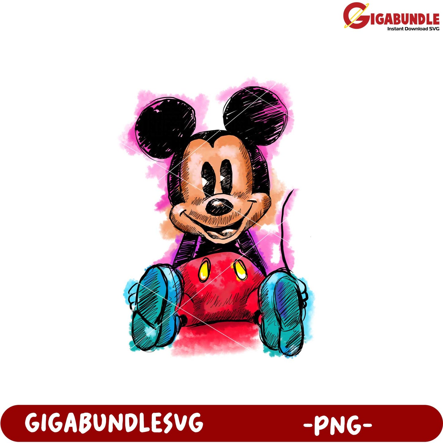 Colorful Cartoon Mouse Art PNG Downloadable Design File