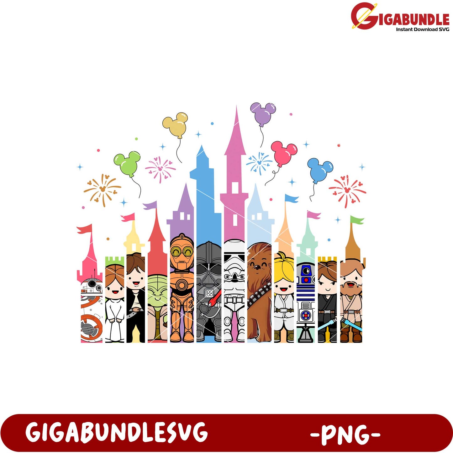 Colorful Castle Character Collection PNG Graphic Design