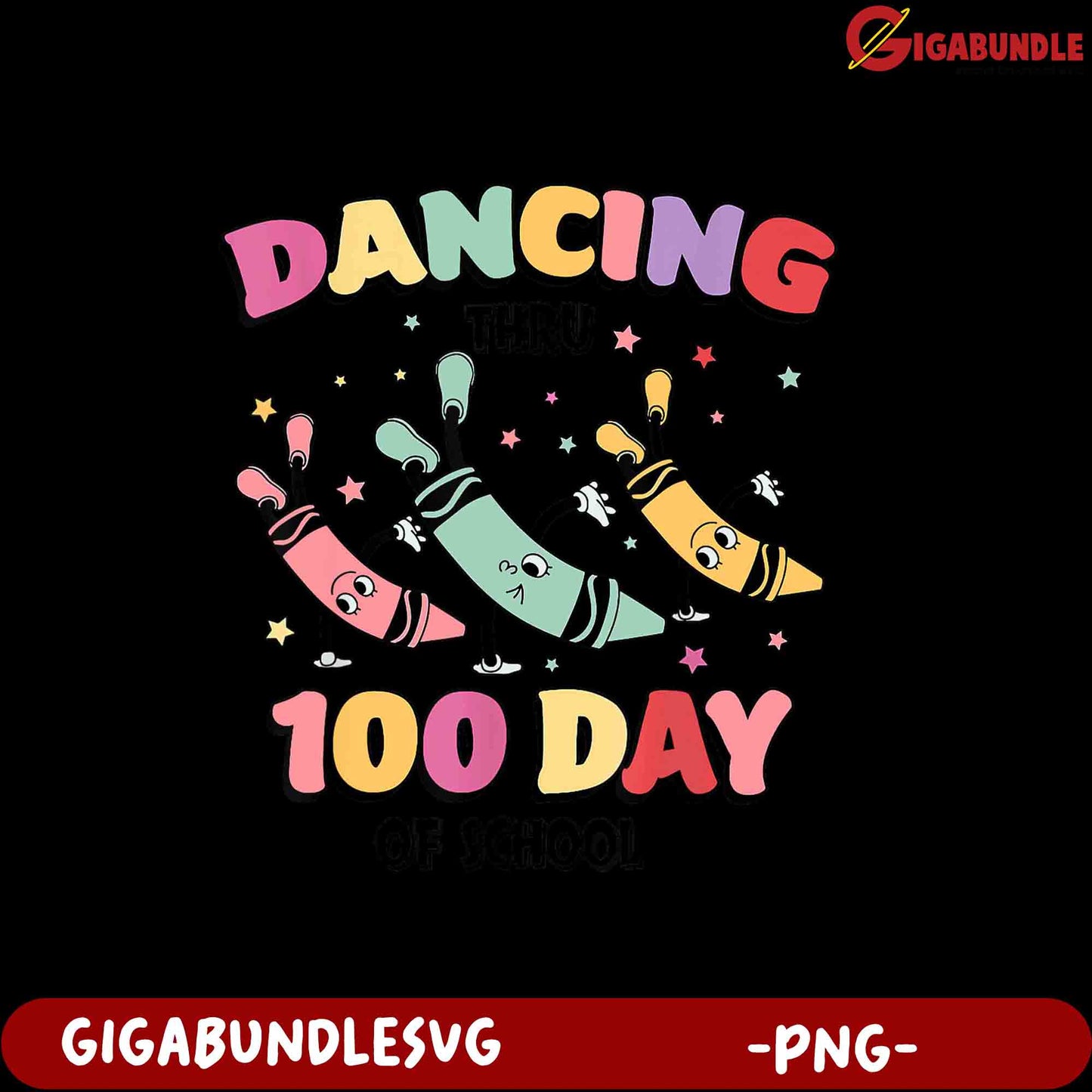 Colorful Dancing Crayons for 100th Day of School PNG