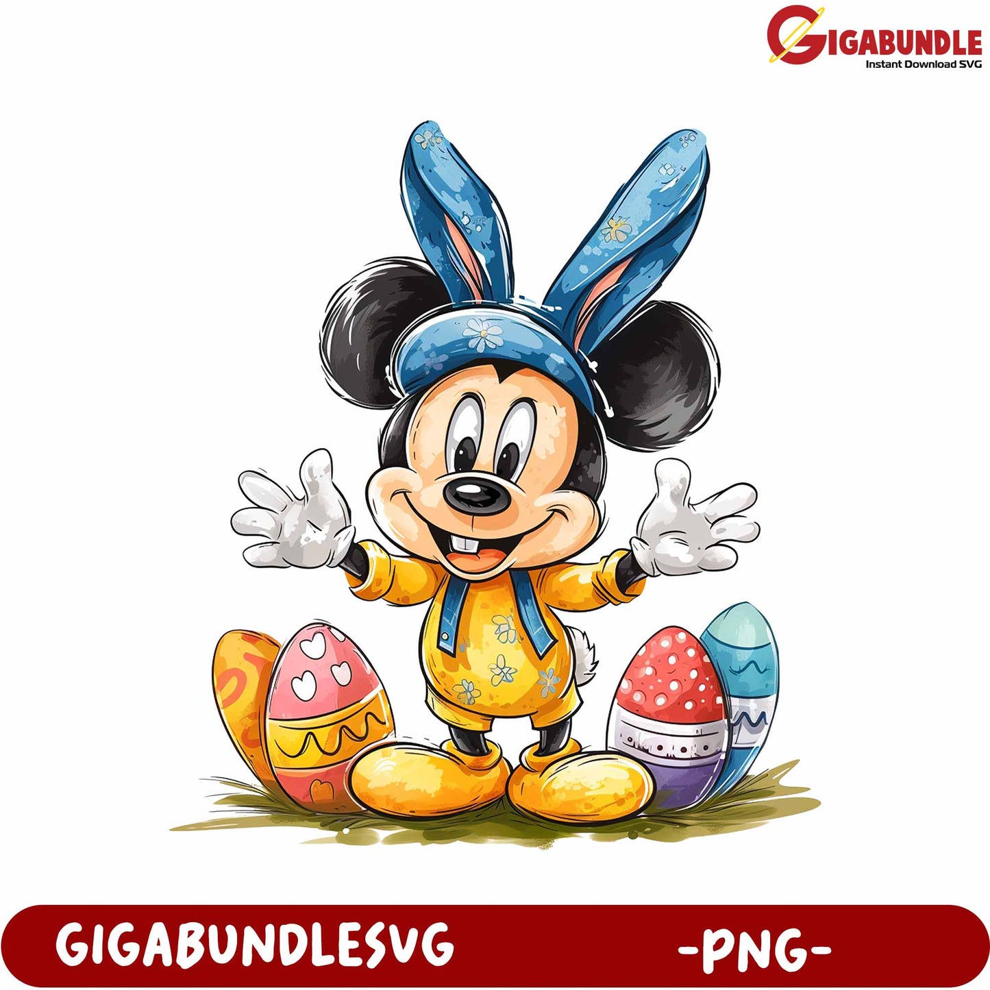 Colorful Easter Bunny Mickey Mouse PNG Art for Celebrations