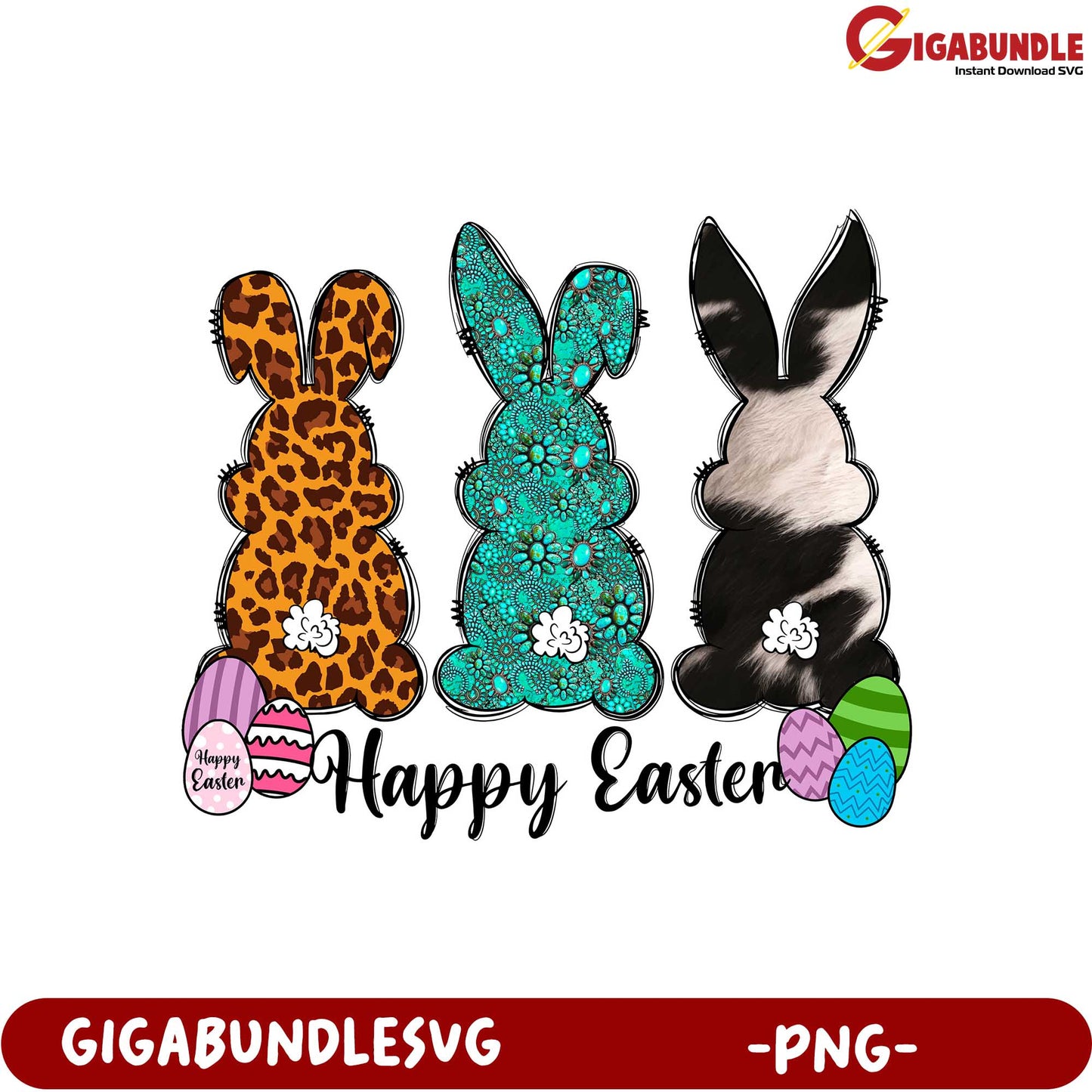 Colorful Easter Bunny PNG Design for Spring Celebrations