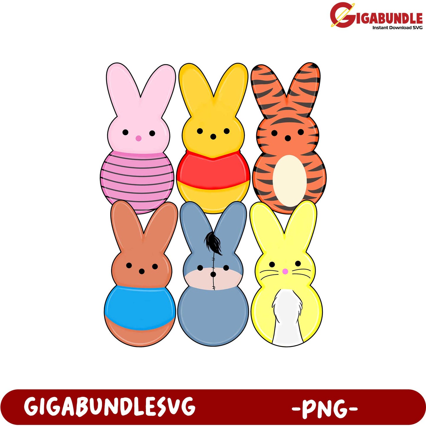 Colorful Easter Bunny SVG PNG Bundle for Crafts and Designs