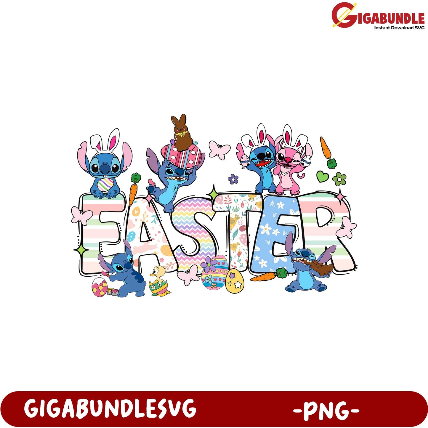 Colorful Easter Design Featuring Fun Alien Characters - PNG