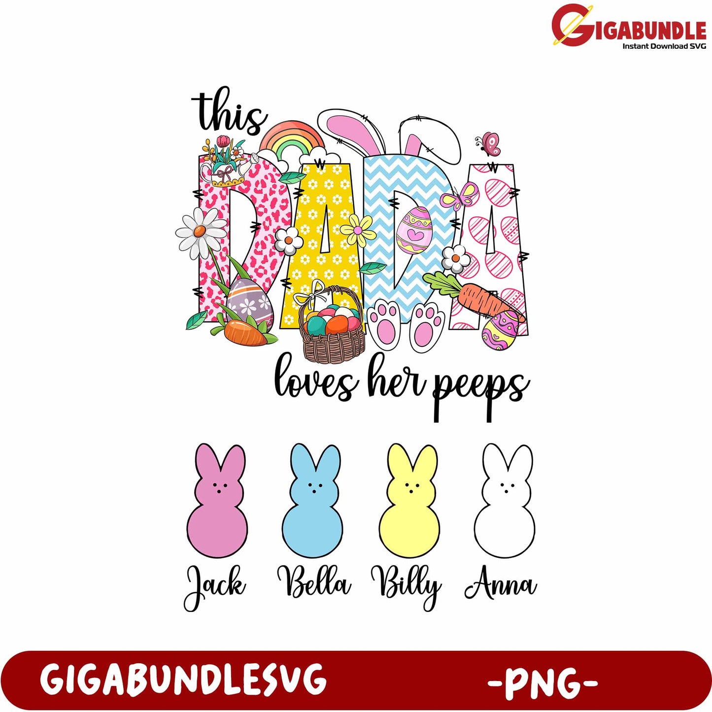 Colorful Easter Design This Mama Loves Her Peeps PNG Art