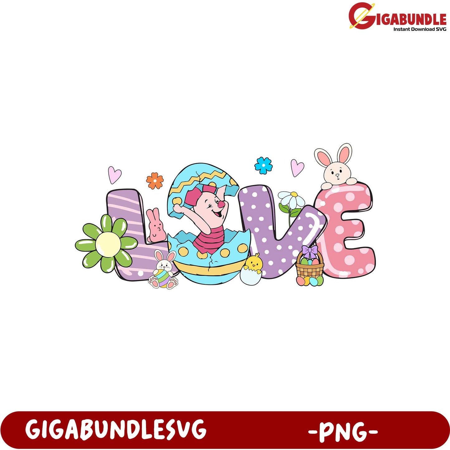 Colorful Easter Love Design PNG Adorable Spring Artwork