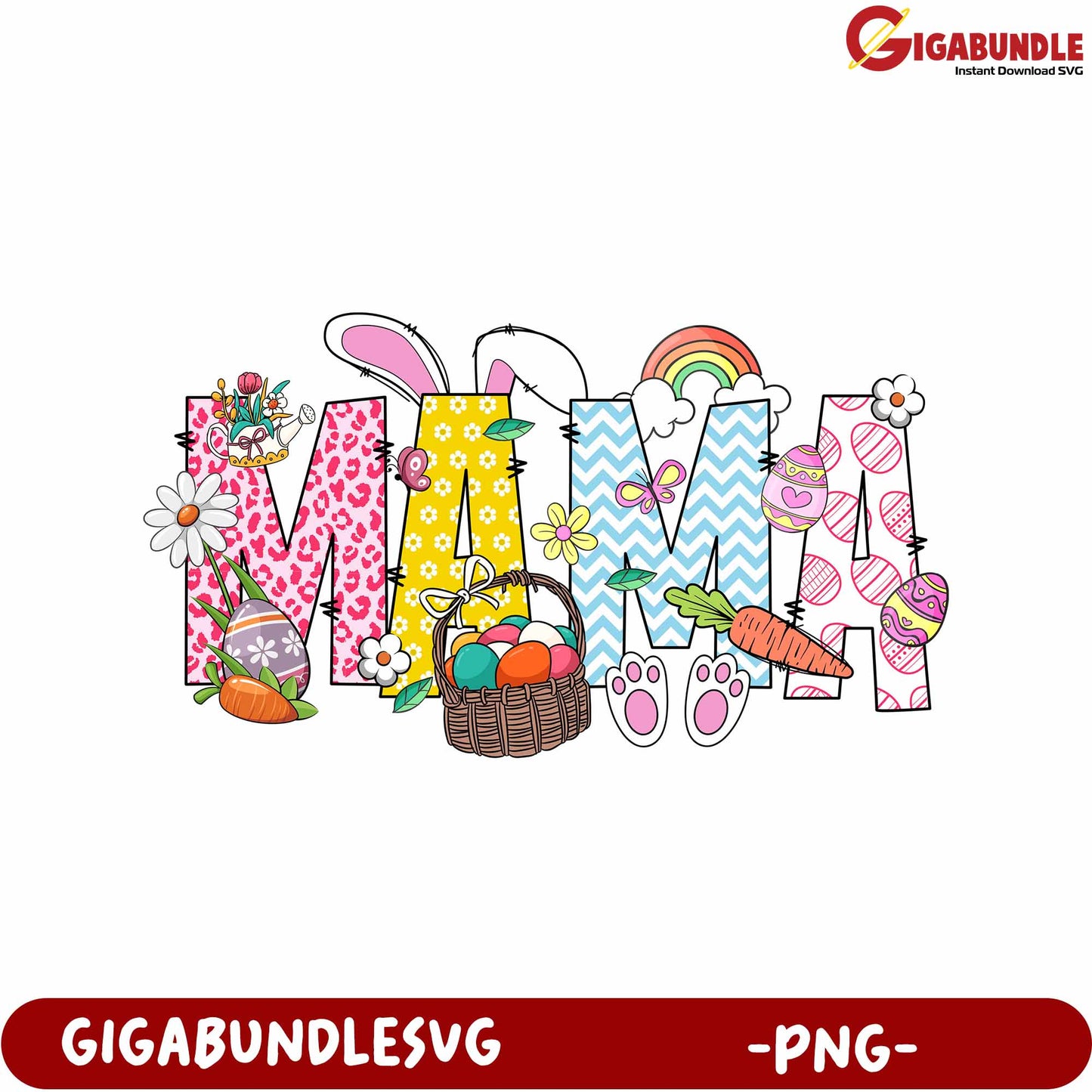 Colorful Easter Mama Design for Celebrations - PNG Format