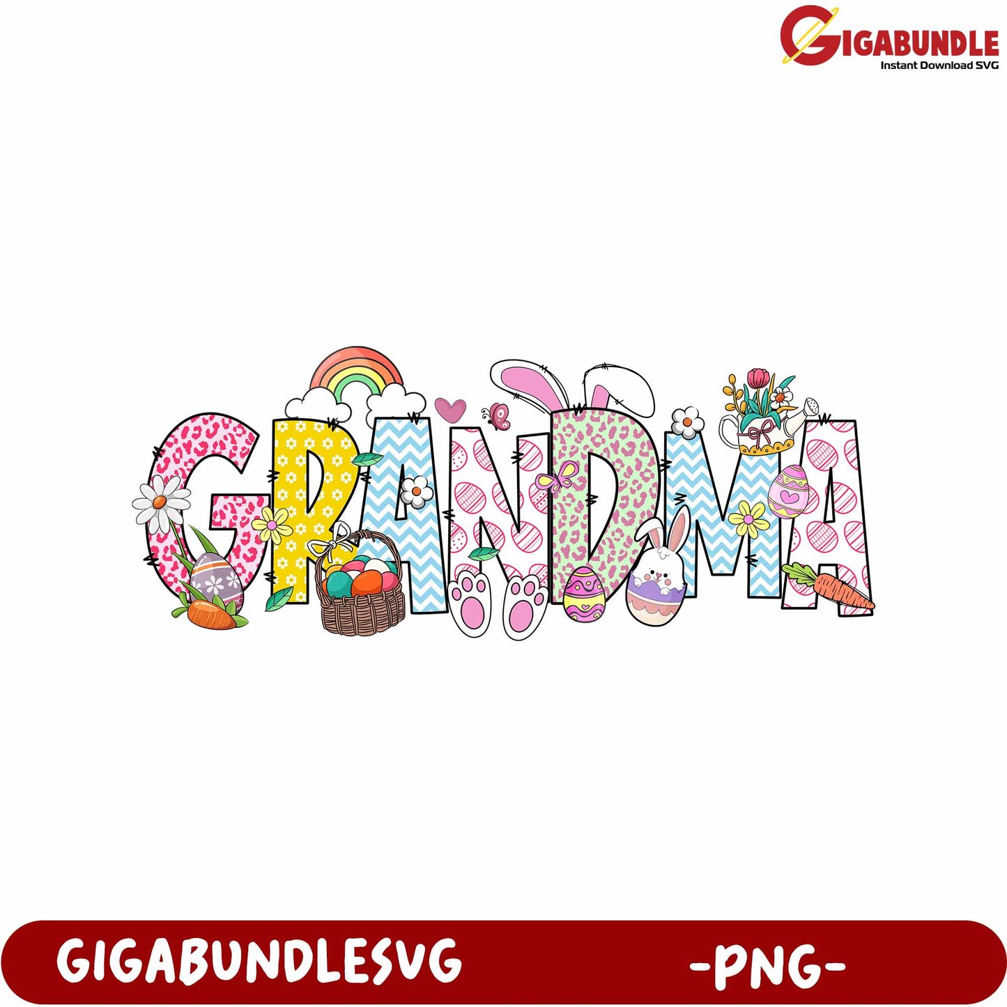 Colorful Grandma Art PNG Design for DIY Projects and Crafts