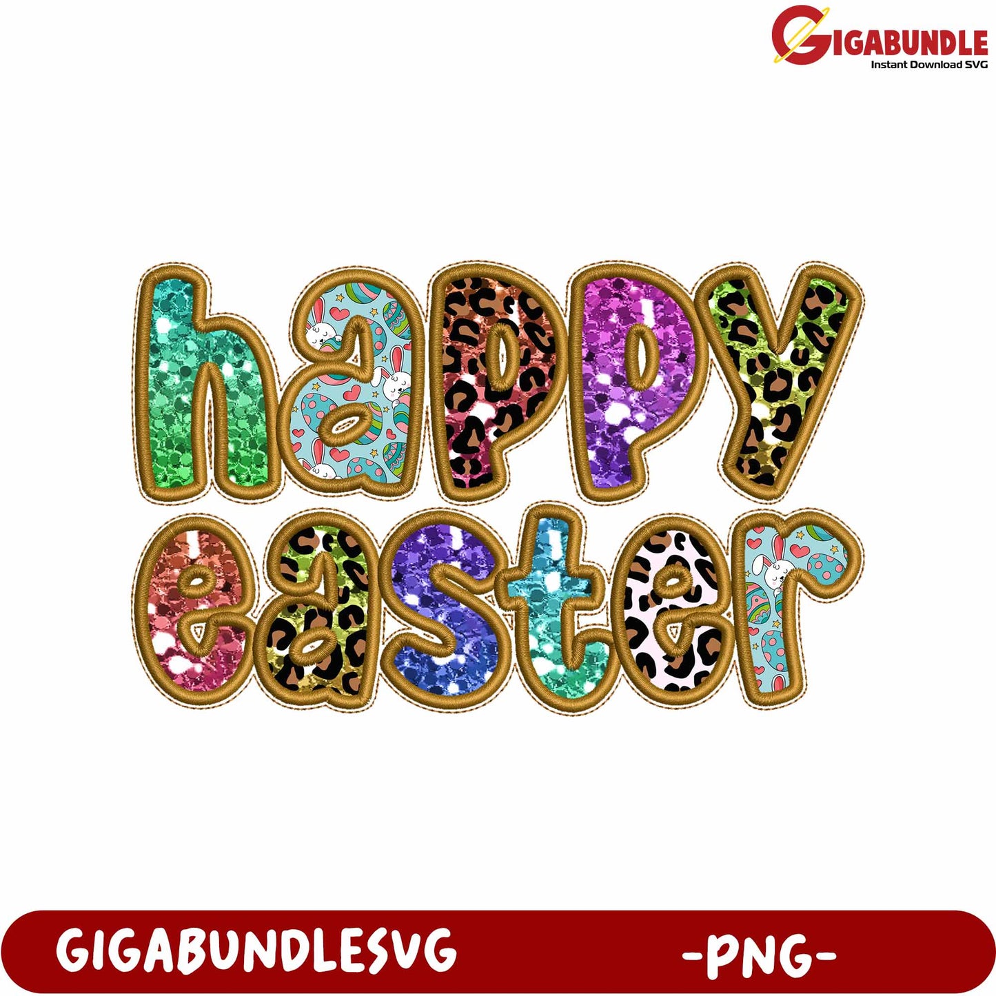 Colorful Happy Easter PNG Design for Festive Celebrations