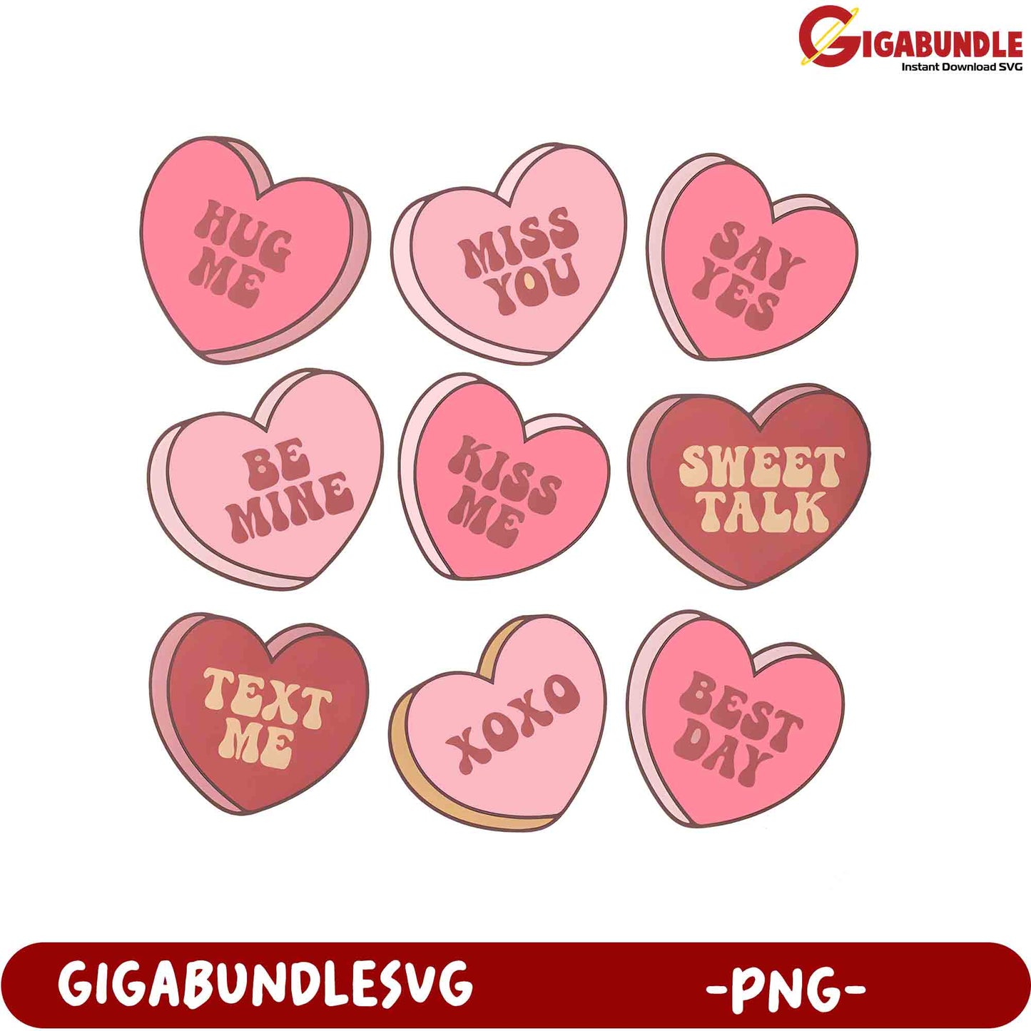 Colorful Heart Candy PNG Bundle for Valentine's Day Crafts & Designs