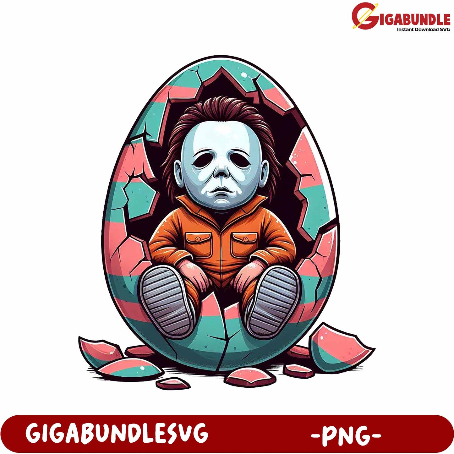 Colorful Horror Egg Design featuring Iconic Character - PNG