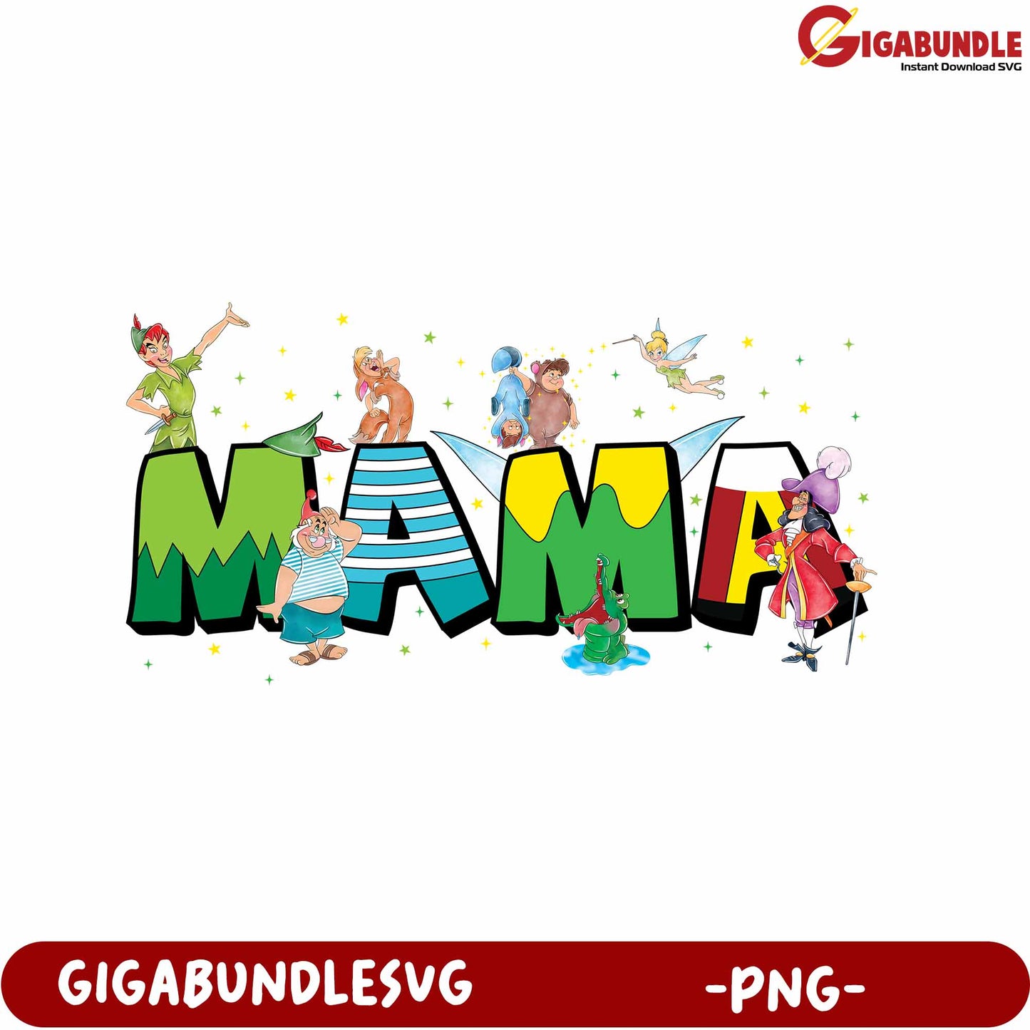 Colorful Mama Design Featuring Classic Characters - PNG Format