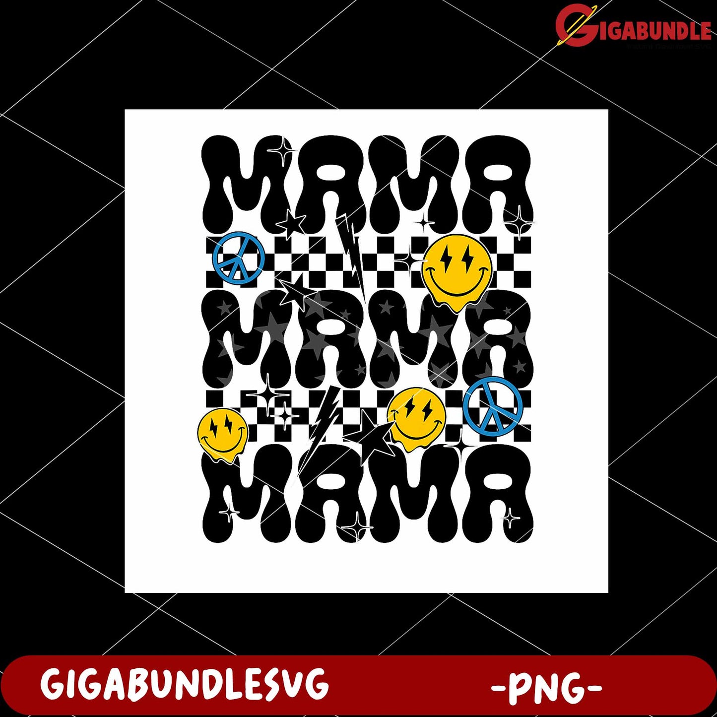 Colorful Mama Design with Patterns and Graphics PNG Image