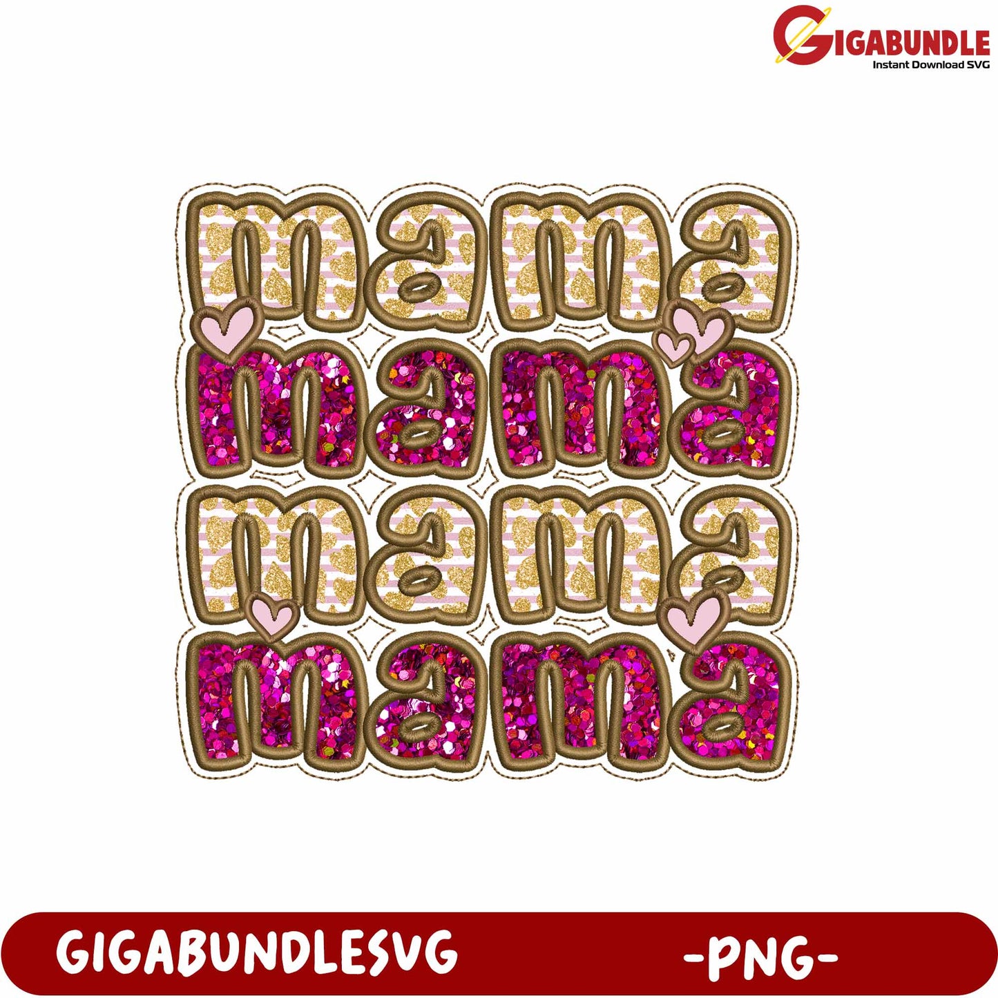 Colorful Mama Glitter Design PNG for Crafting and DIY Projects