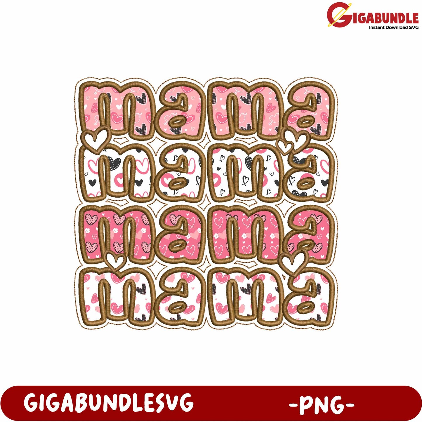 Colorful Mama Love Letters PNG Design for Crafting and Scrapbooking