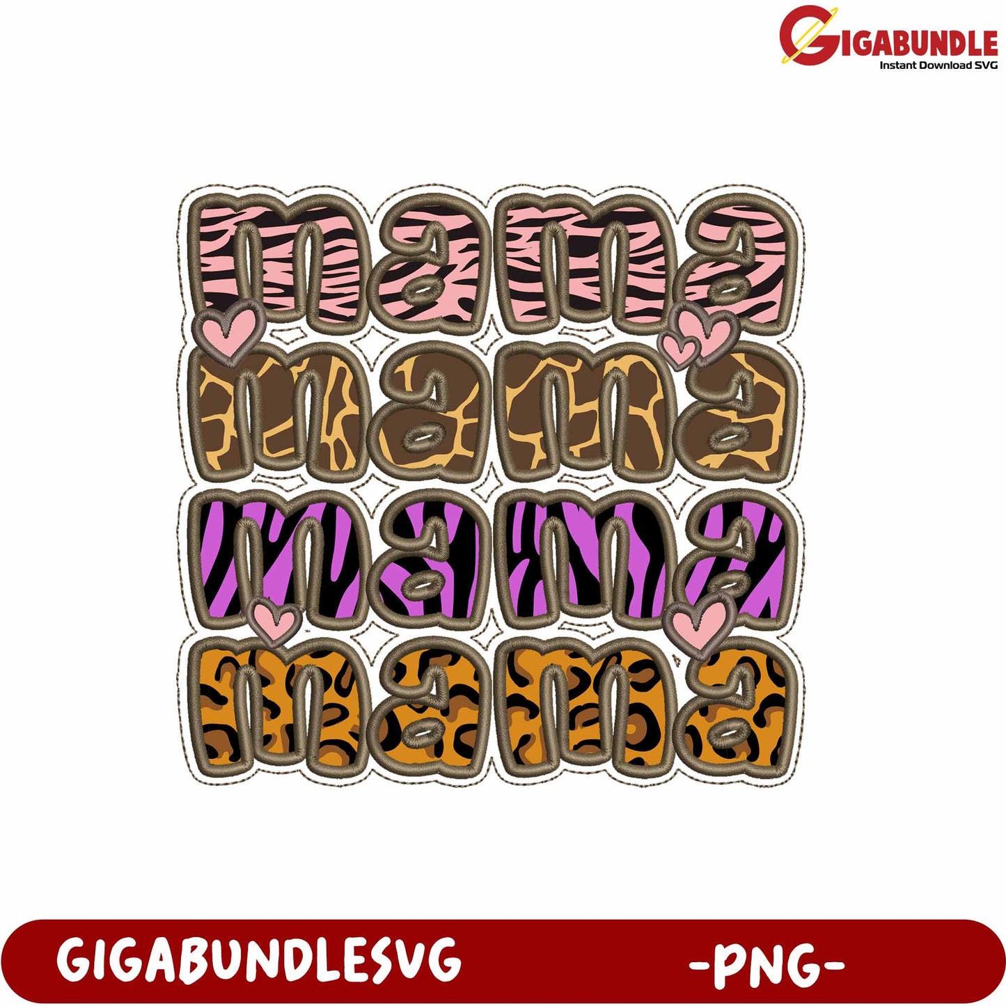 Colorful Mama Text Design for Creative Projects in PNG Format