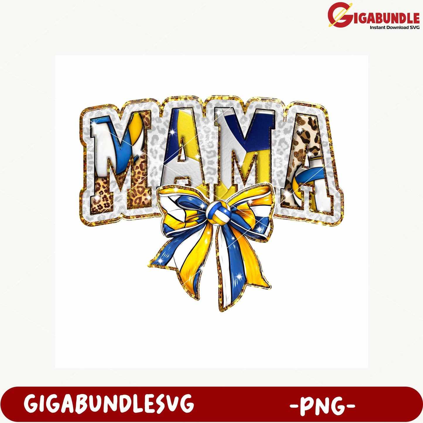 Colorful Mama Text with Bow Graphic PNG Design