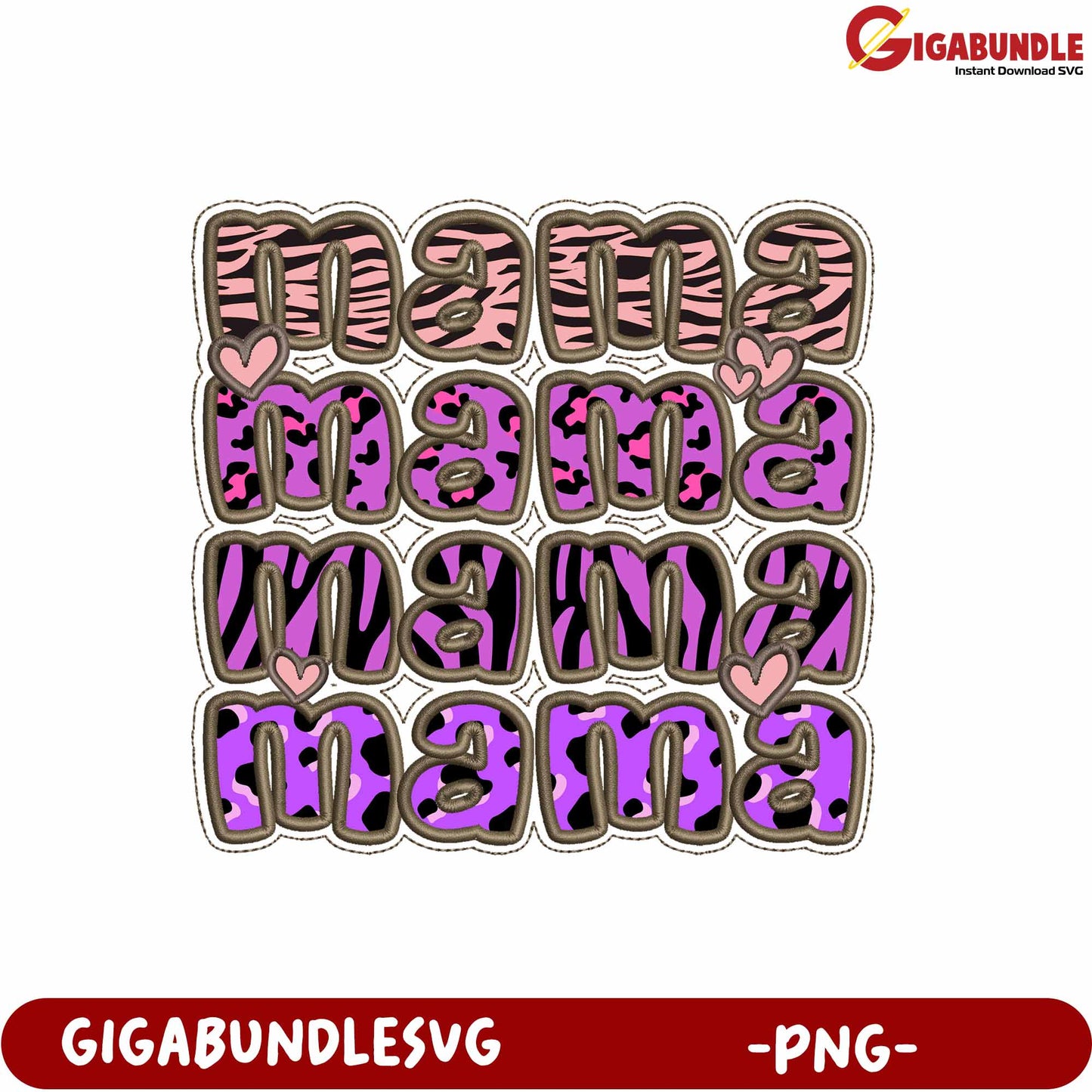 Colorful Mama Word Art Design for Creative Projects in PNG Format