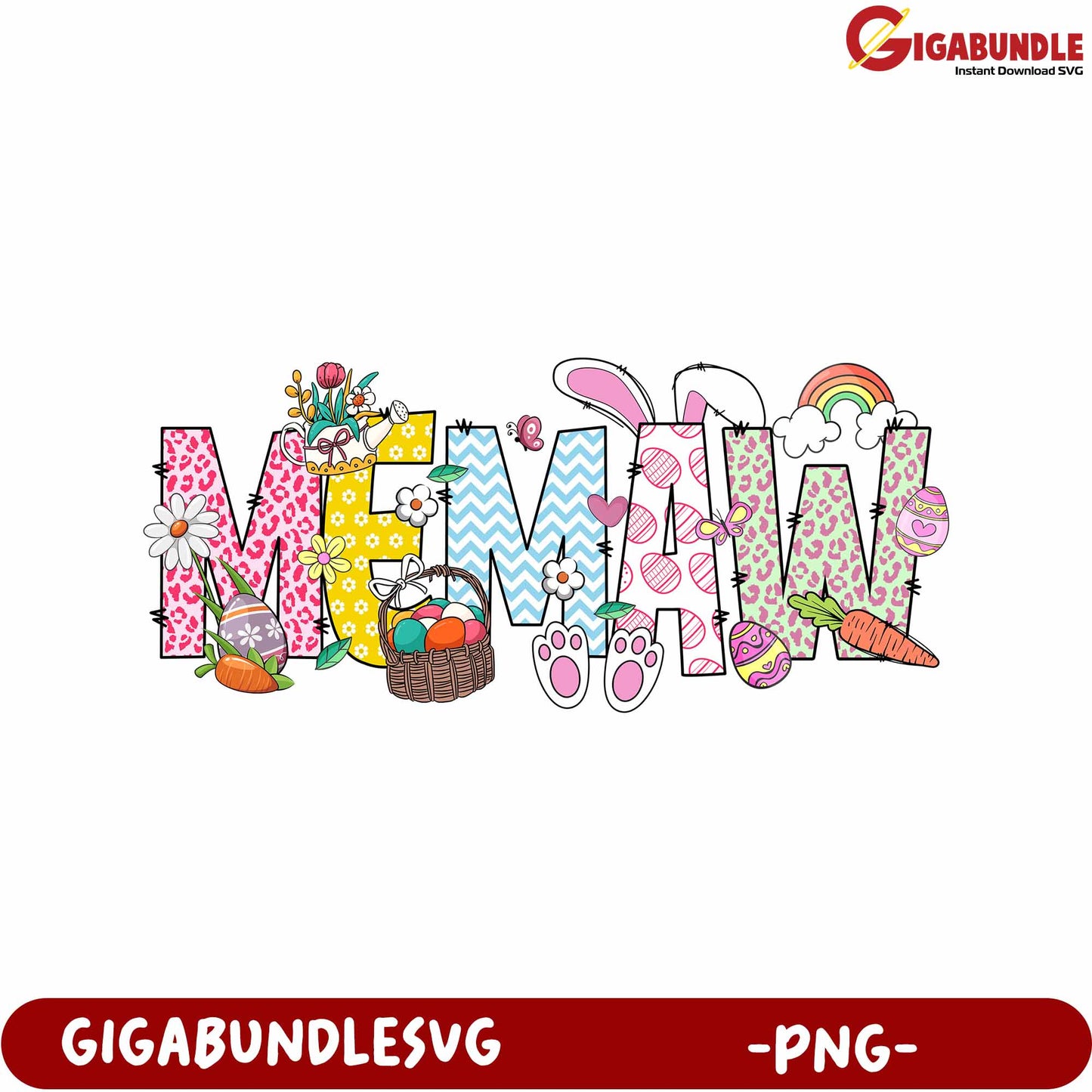 Colorful Maw Easter Design for Crafts - Instant Download PNG