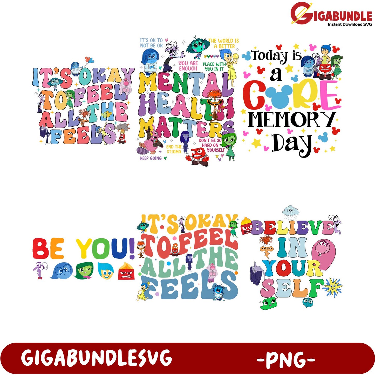 Colorful Mental Health Awareness PNG Bundle – Uplifting Designs