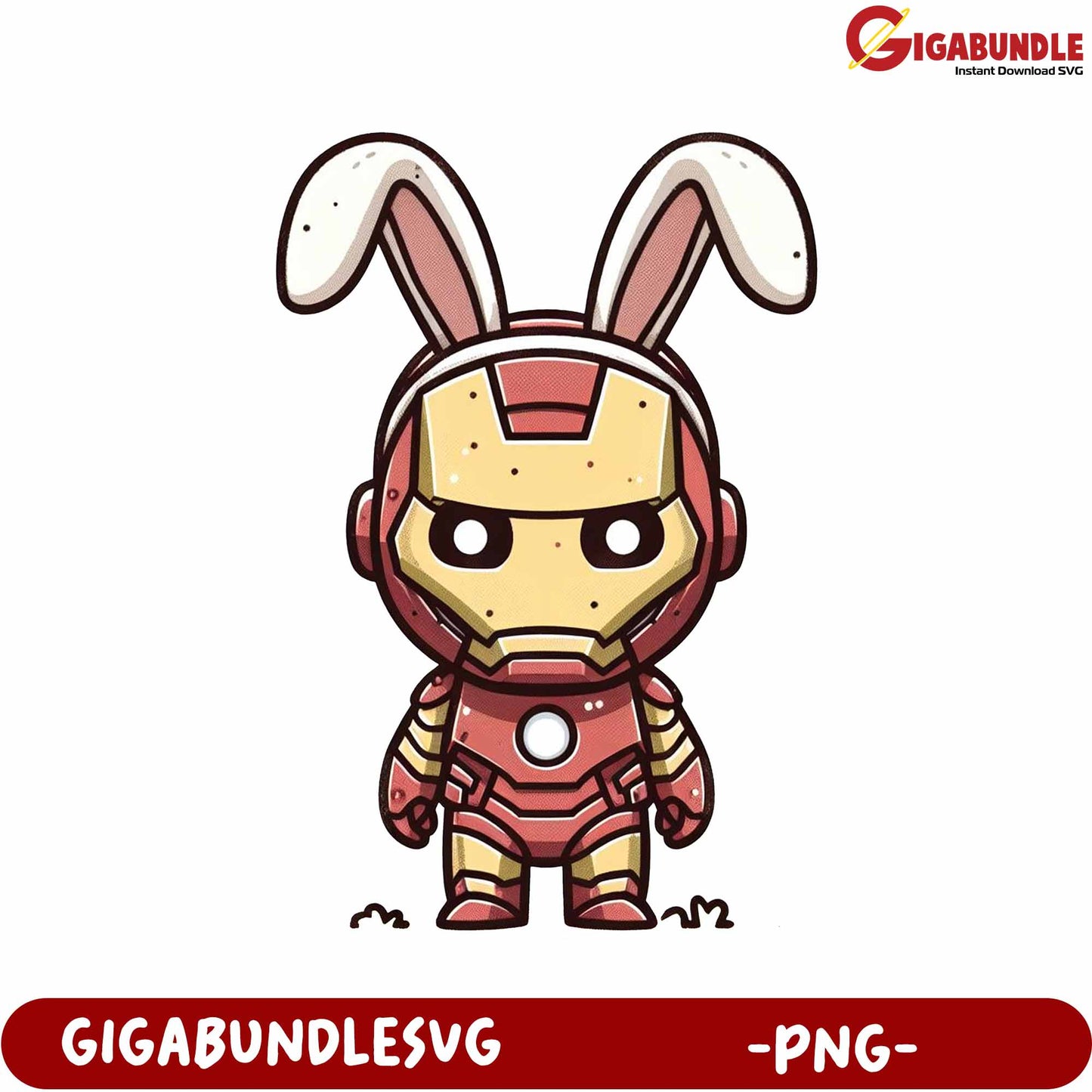 Comic Bunny Robot Character Design Cute PNG Downloadable File