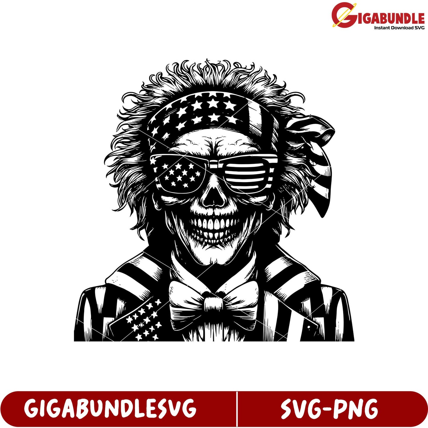Cool Skull Design with American Flag Theme for SVG Product Use