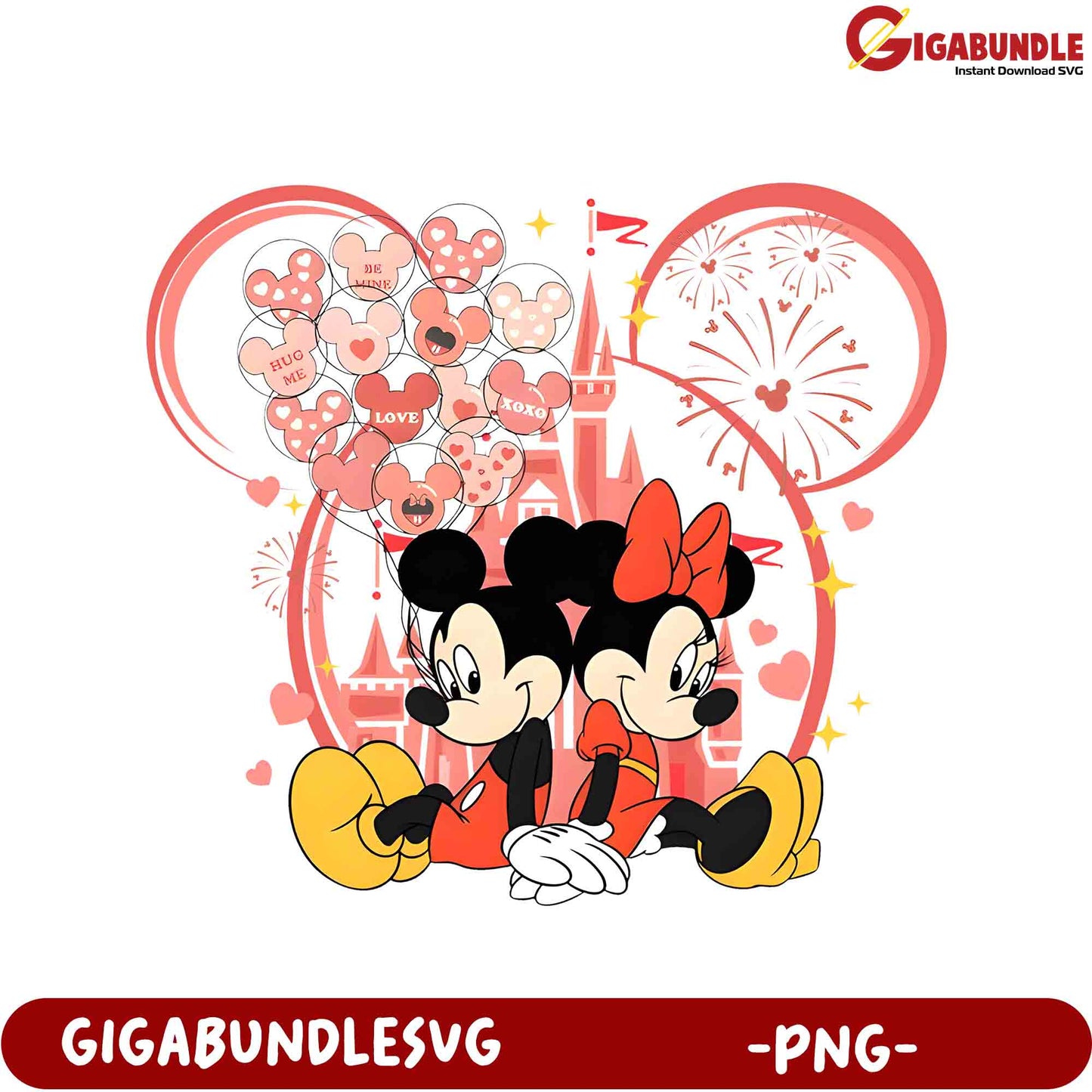 Couple Mickey and Minnie Mouse PNG - Love and Romance Design