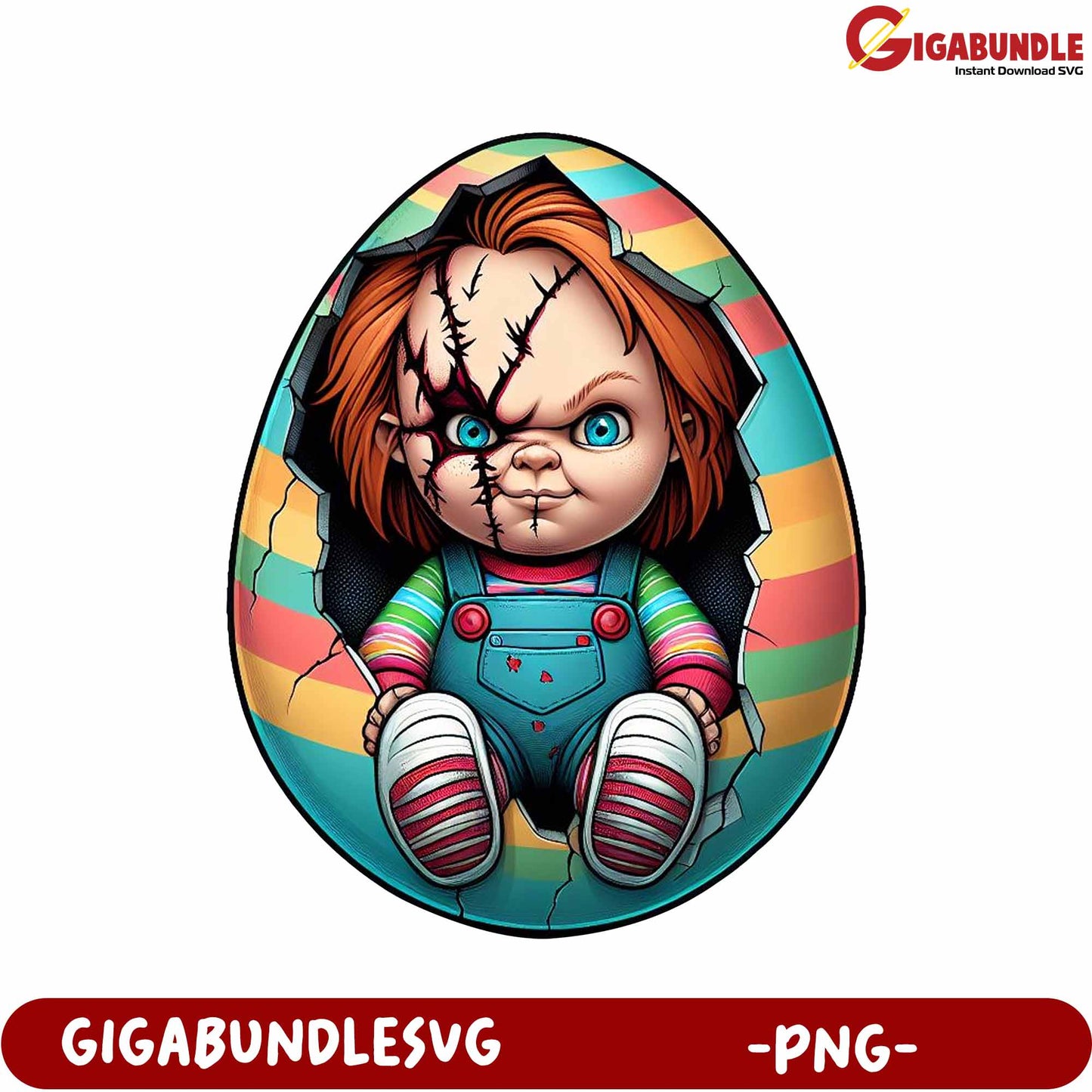 Creepy Doll Easter Egg Design - Unique PNG Art Download