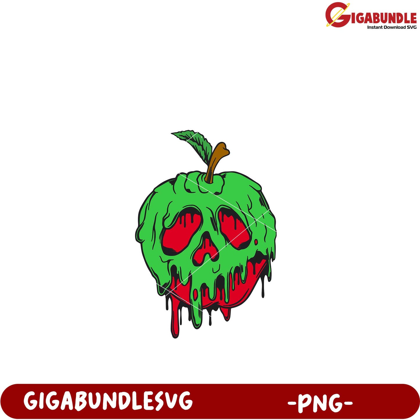 Creepy Skull Apple Graphic for Digital Downloads PNG