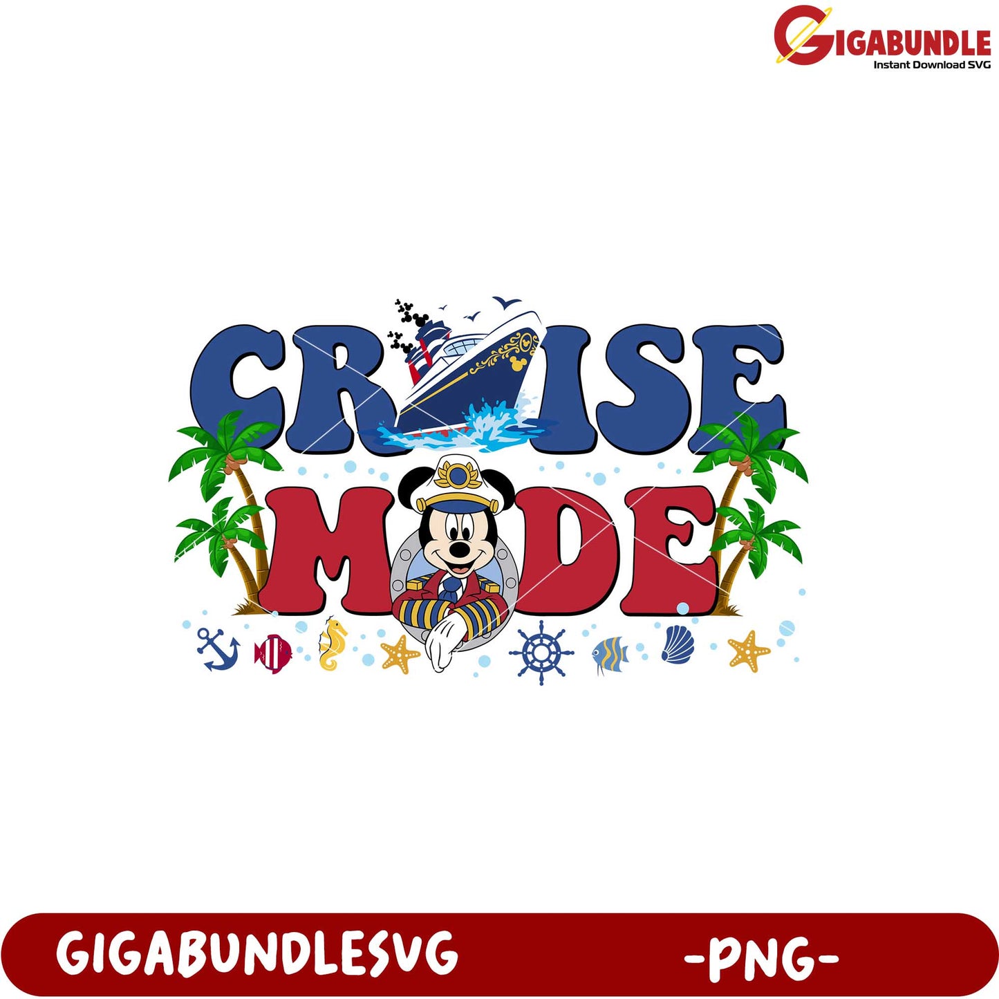 Cruise Mode Mickey Mouse Design PNG Product Download