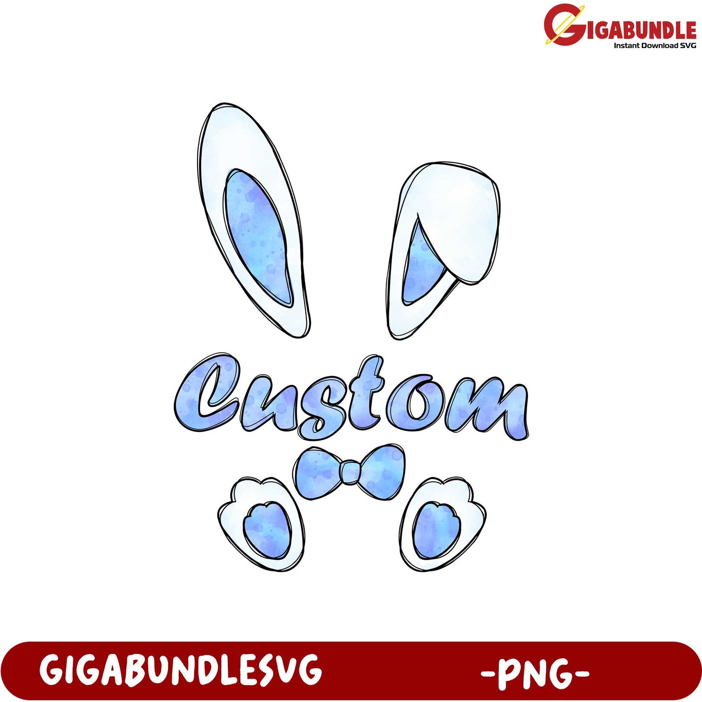 Custom Bunny Ears and Bow PNG Adorable Seasonal Design