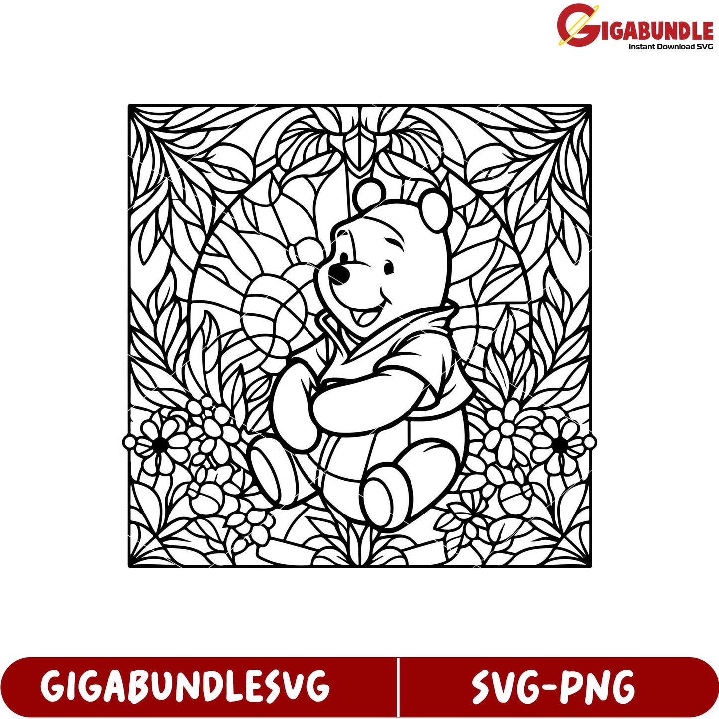 Cute Bear Artwork Floral Design SVG File for Crafting and Printing