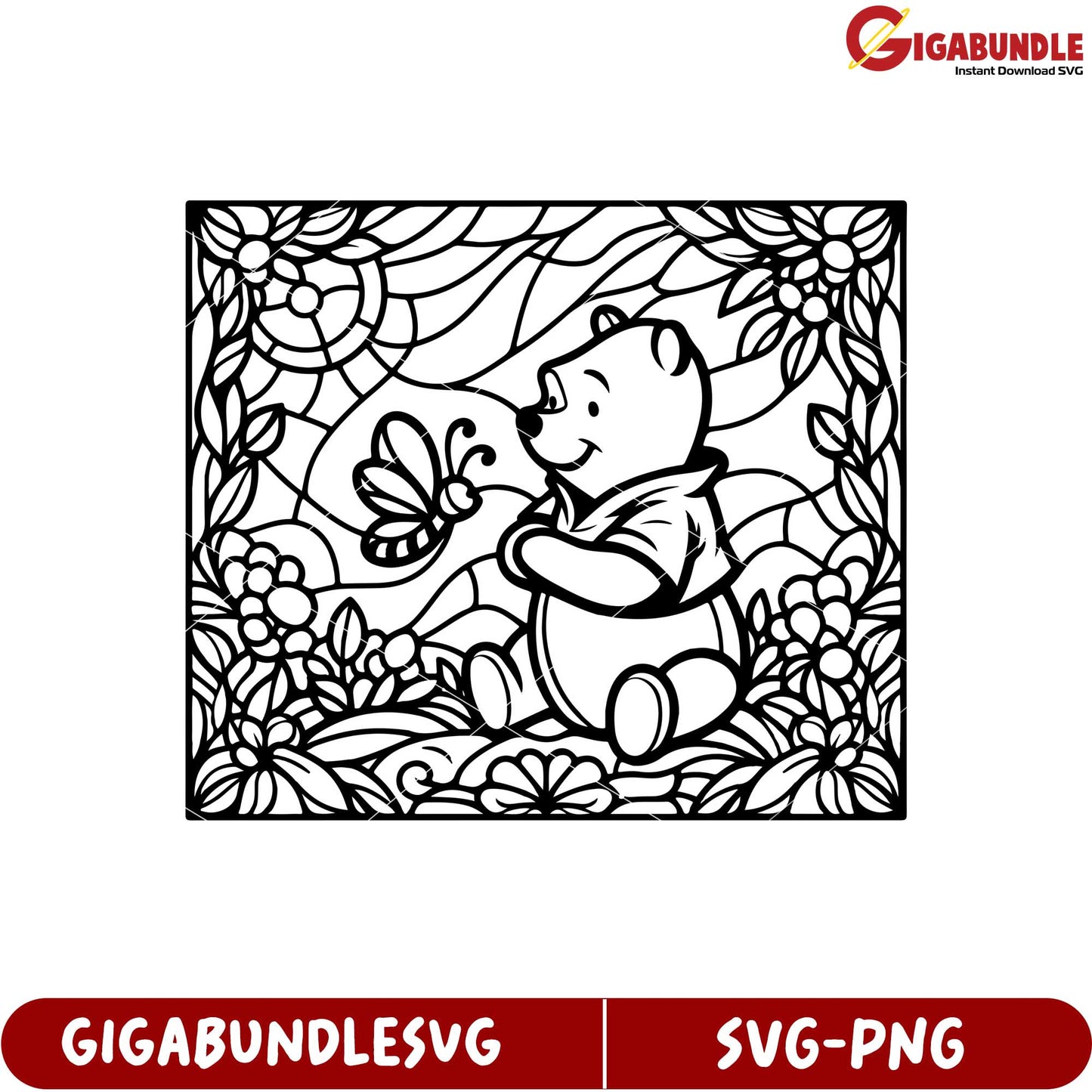 Cute Bear and Butterfly Decorative SVG Design for Crafting Projects