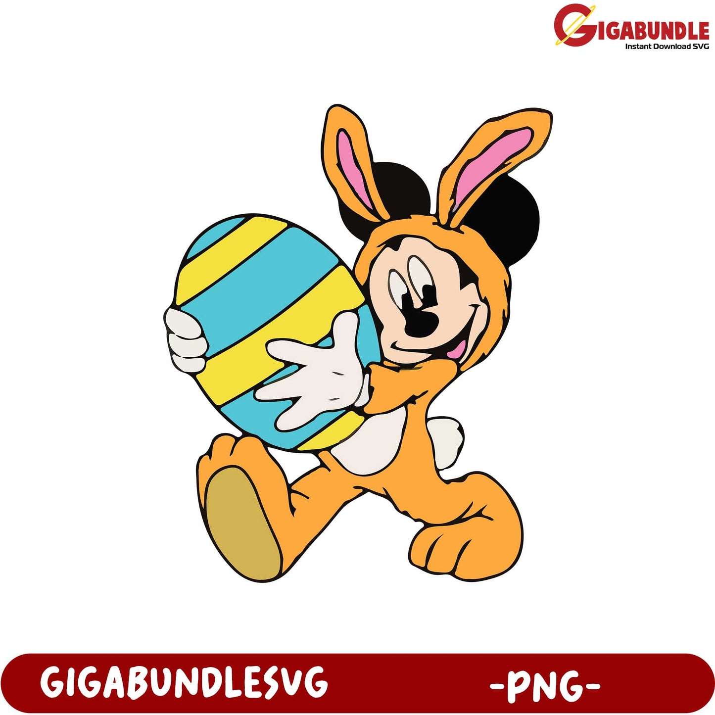 Cute Bunny Character Holding Easter Egg PNG for Crafts and Designs