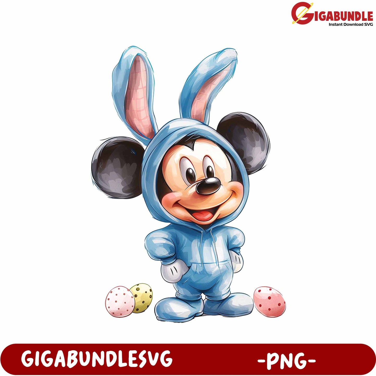 Cute Bunny Character in Blue Outfit - PNG Digital Download