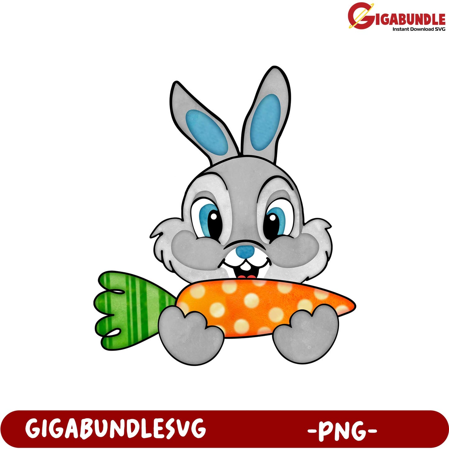 Cute Bunny Holding Carrot PNG - Perfect for Spring Designs