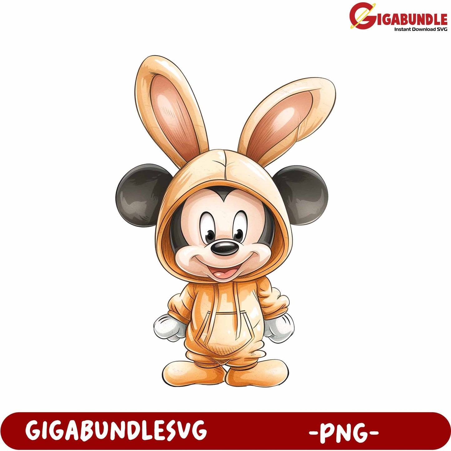 Cute Bunny Hoodie Mickey Mouse PNG for Creative Projects