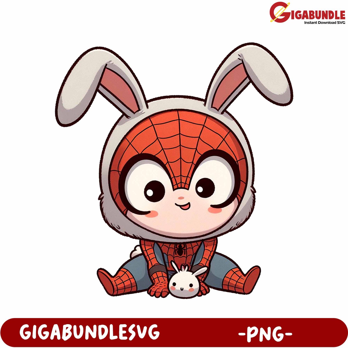 Cute Bunny Spiderman Character PNG for Kids' Art Projects