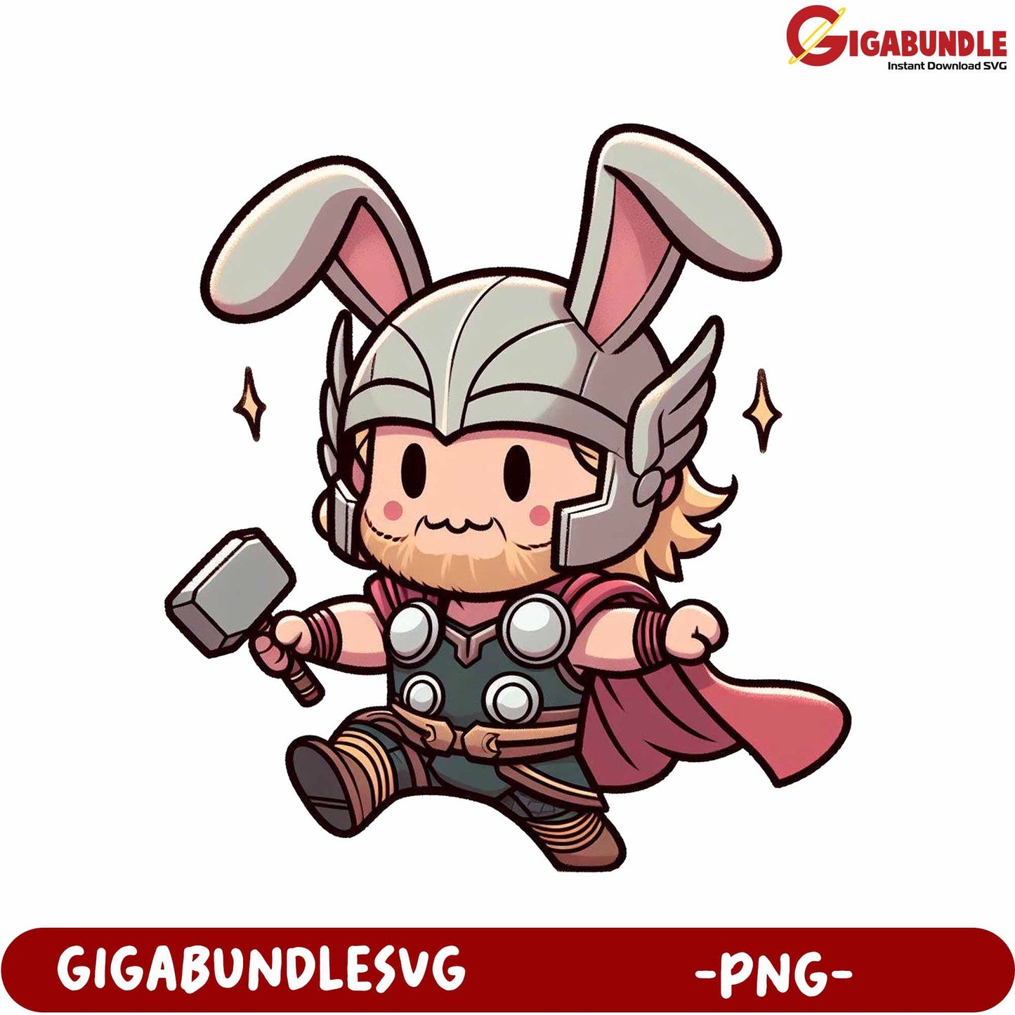 Cute Bunny Thor Character PNG Download for Creative Projects