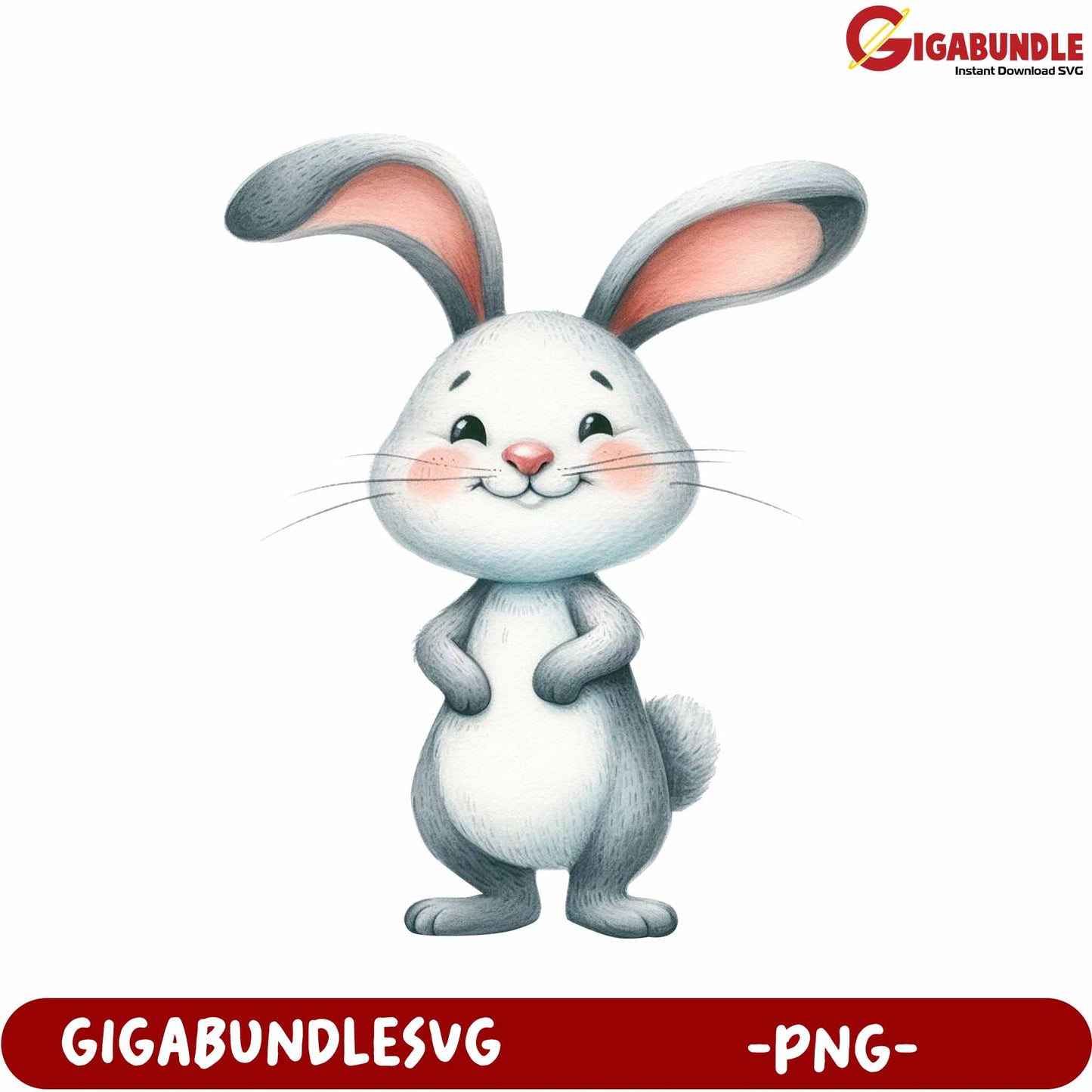 Cute Cartoon Bunny Illustration in PNG Format for Projects
