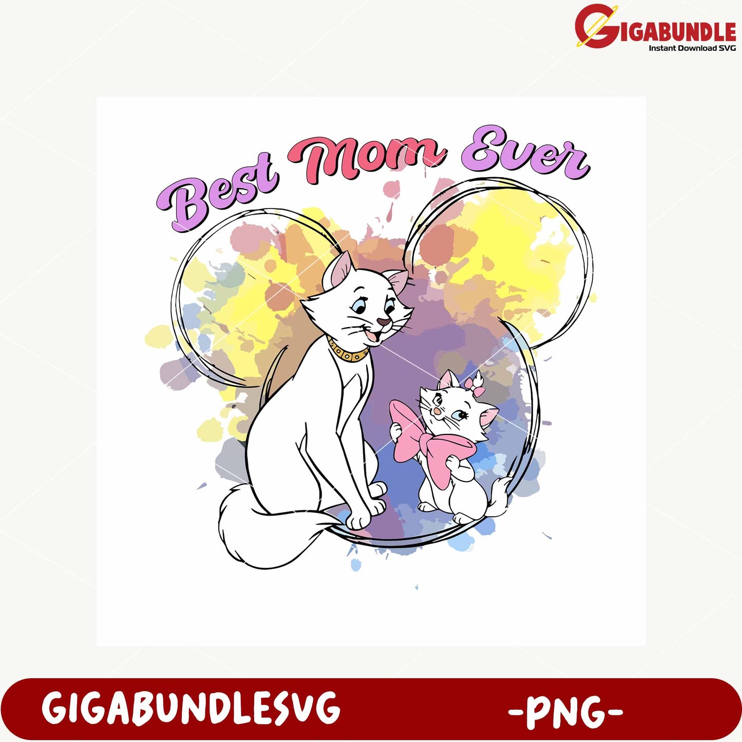 Cute Cat Design Best Mom Ever PNG Downloadable Art