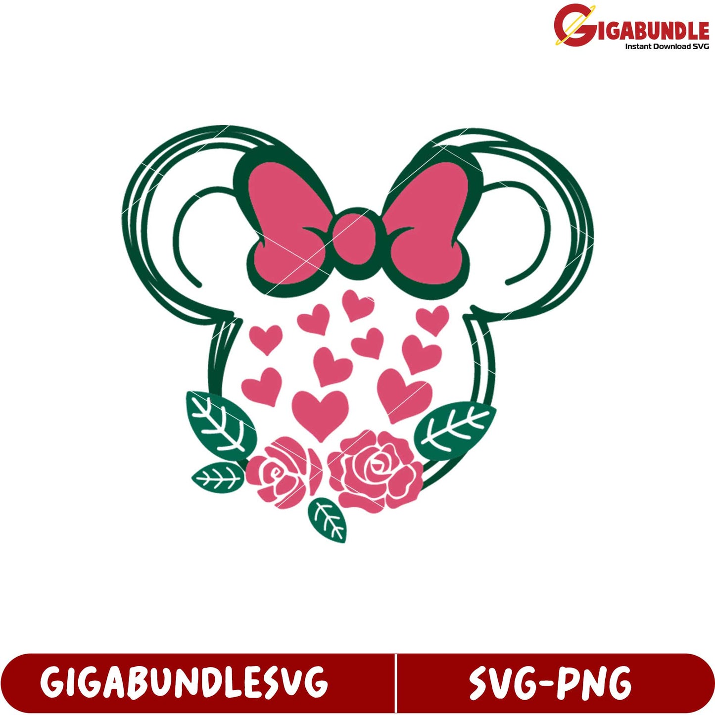 Cute Floral Hearts Bow SVG Graphic Design for Crafts and Projects