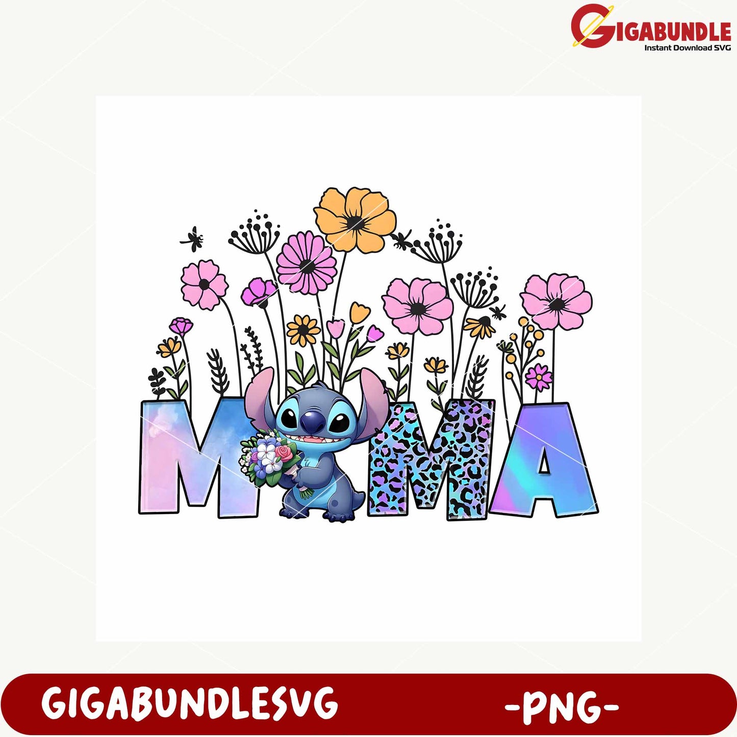 Cute Floral Mama Design with Character PNG File