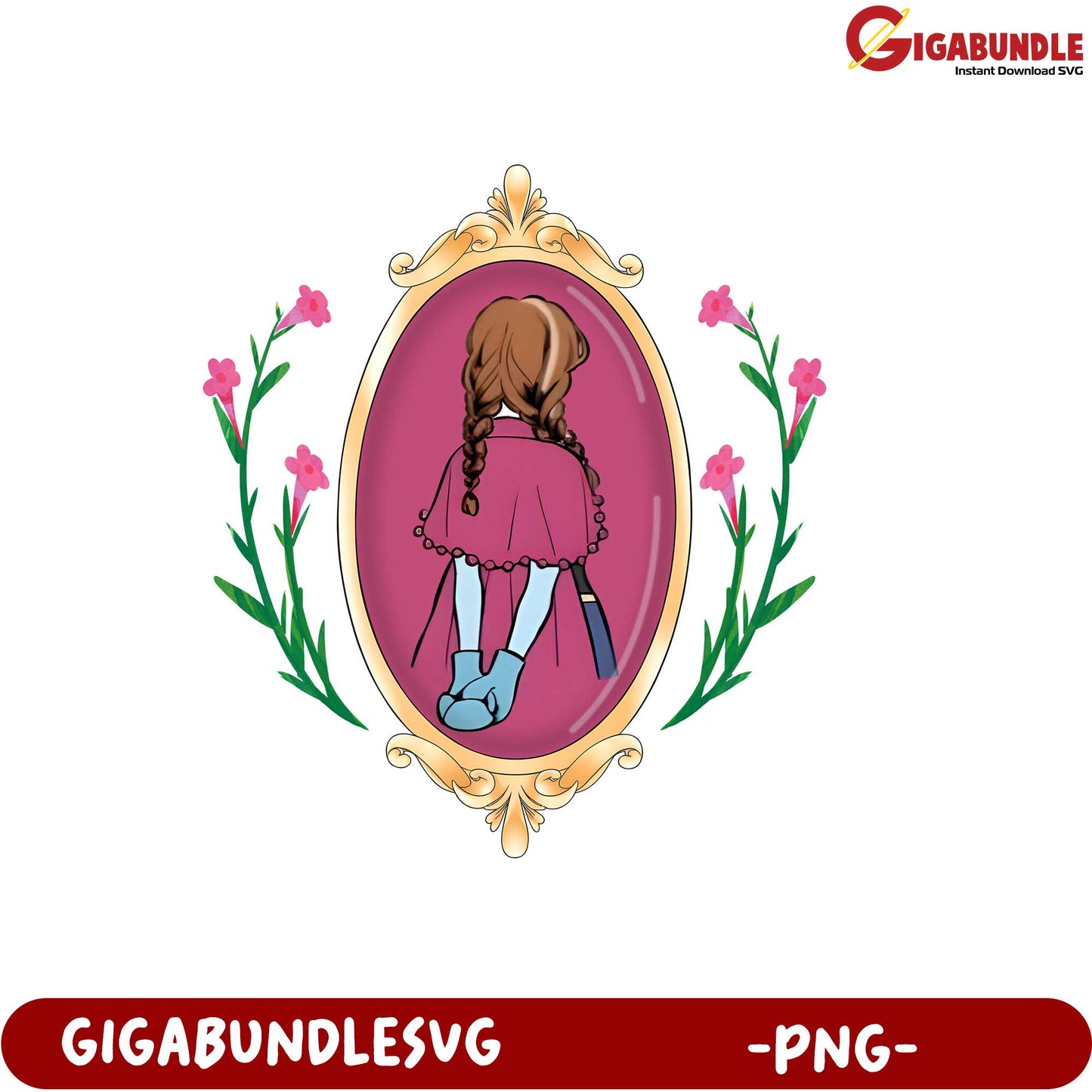 Cute Girl in Pink Dress Design for Creative Projects PNG File