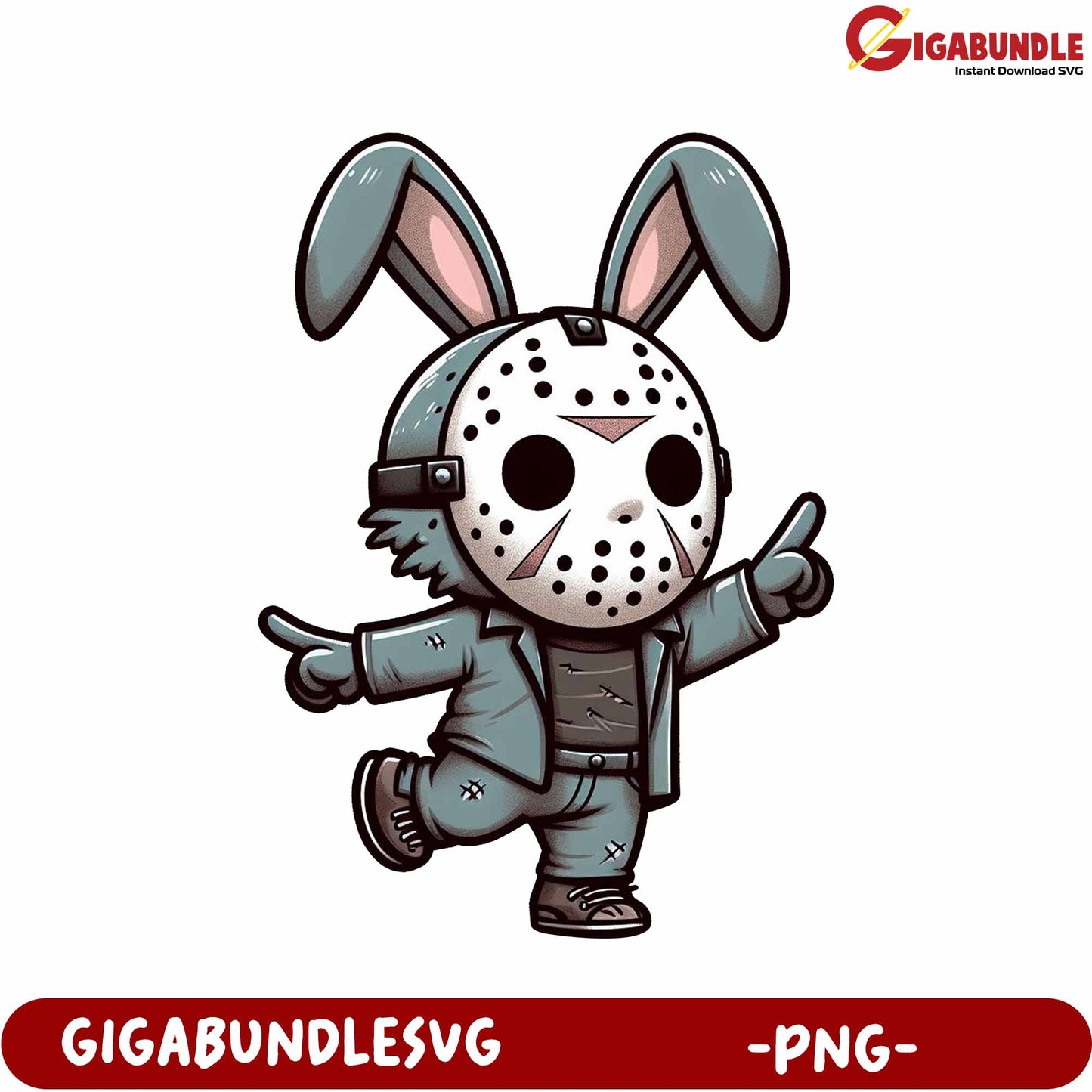 Cute Horror Character Bunny Mask Art PNG Downloadable File