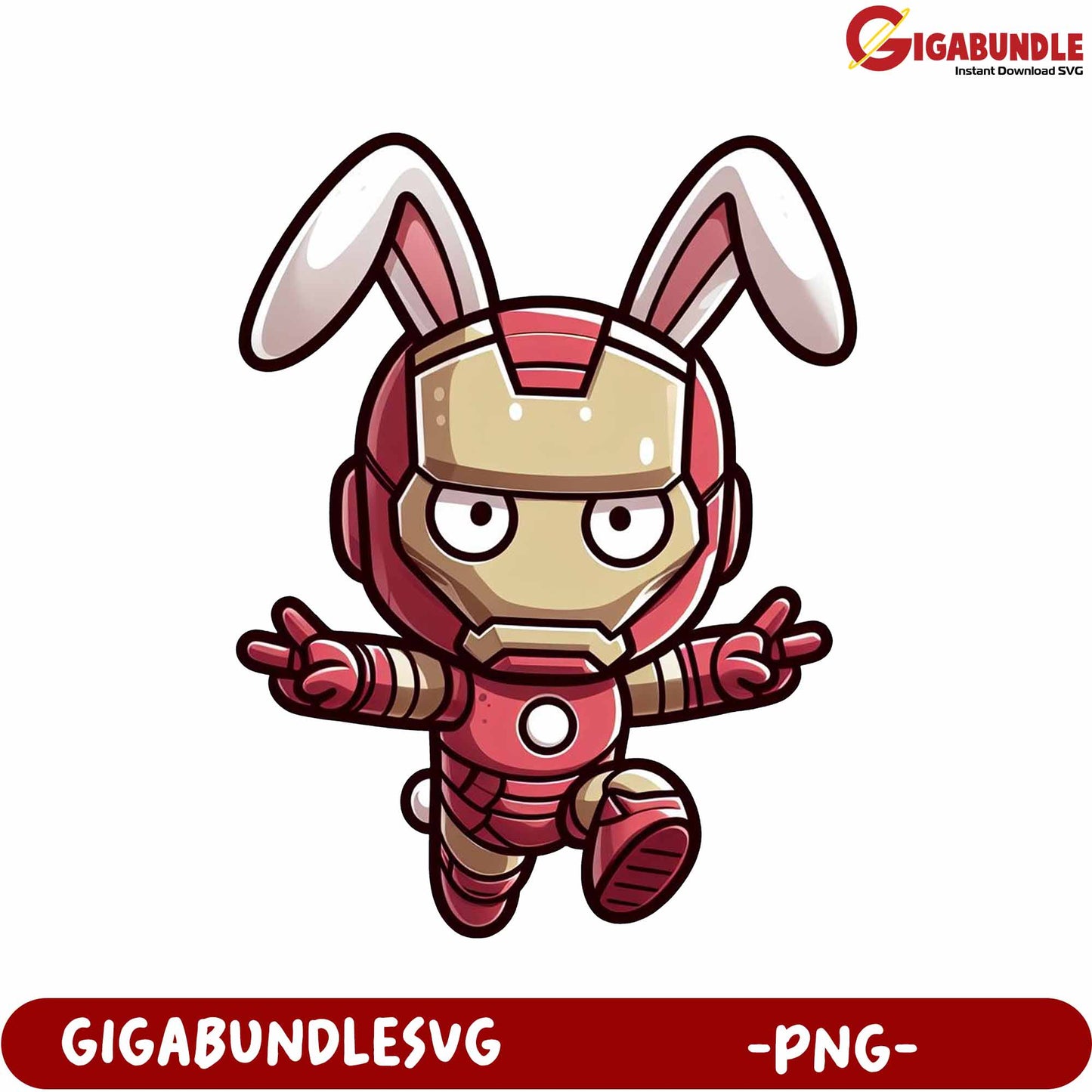 Cute Iron Bunny Character PNG for Fun Designs and Crafts
