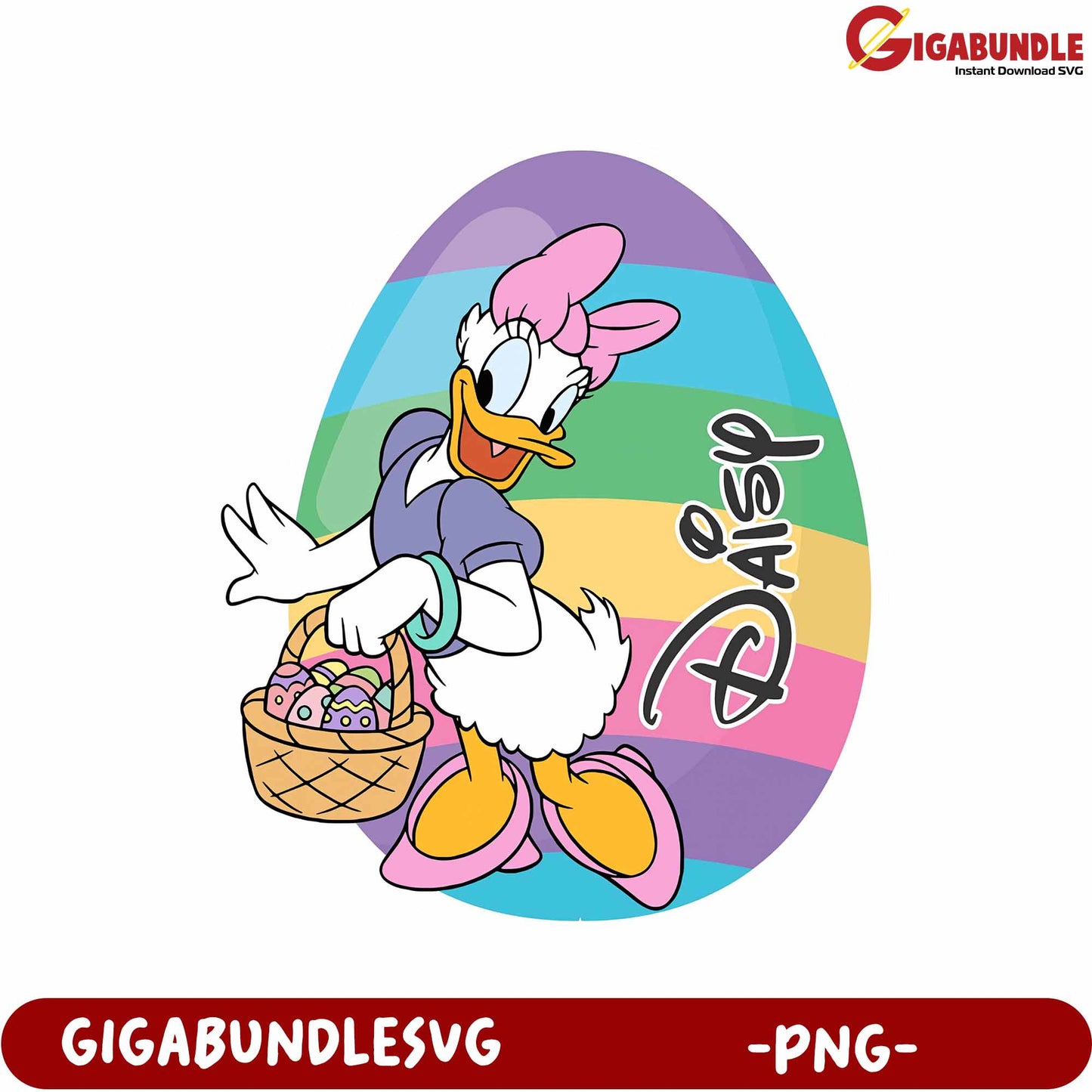 Daisy Duck Easter Basket PNG Art for Craft Projects