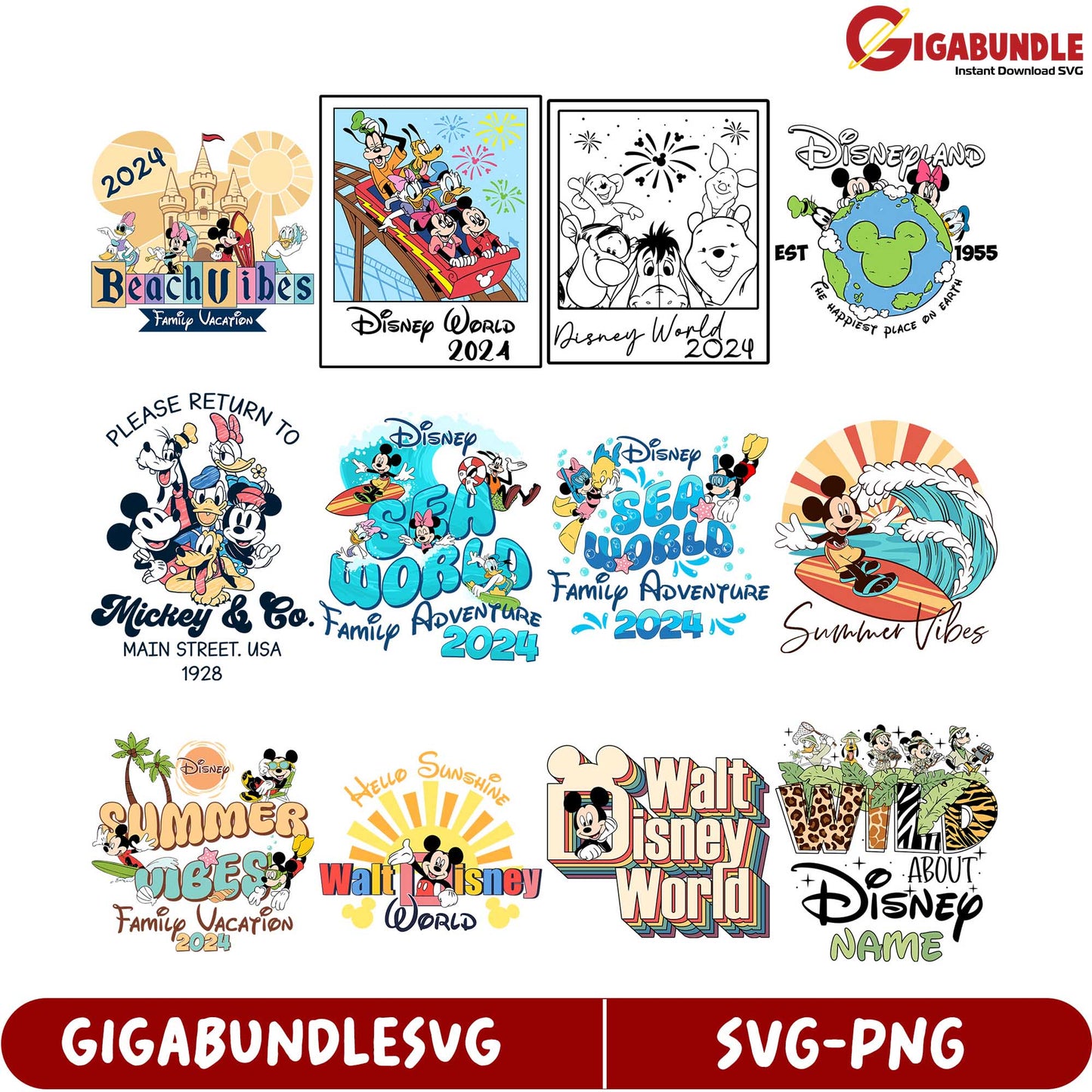 Disney 2024 SVG Bundle Family Vacation Designs & More