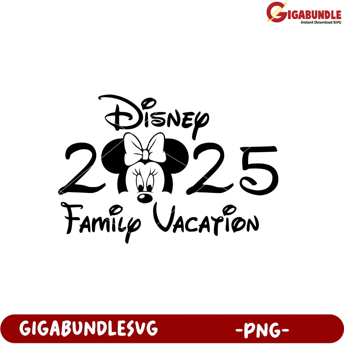 Disney 2025 Family Vacation Minnie Mouse PNG Design