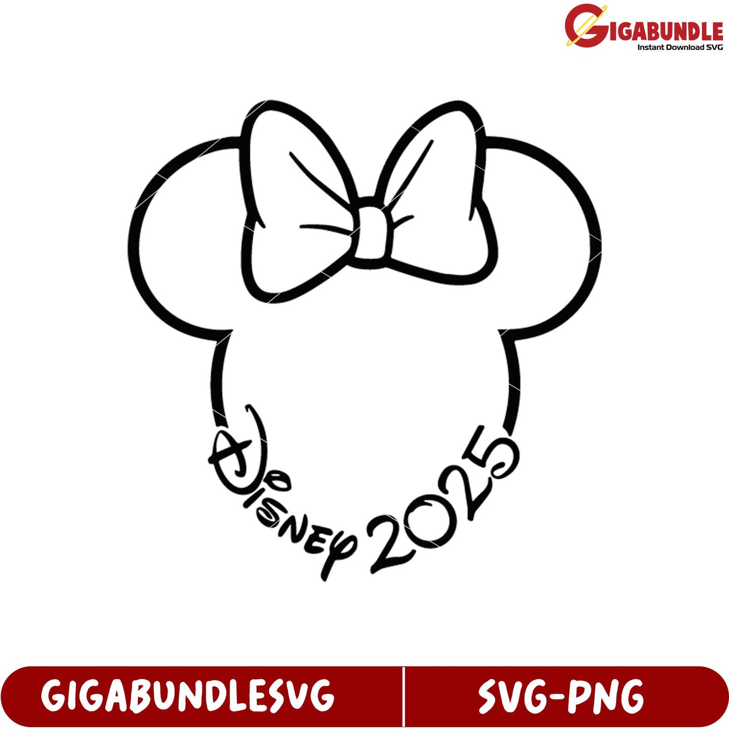 Disney 2025 SVG Outline Graphic with Bow for Creative Projects