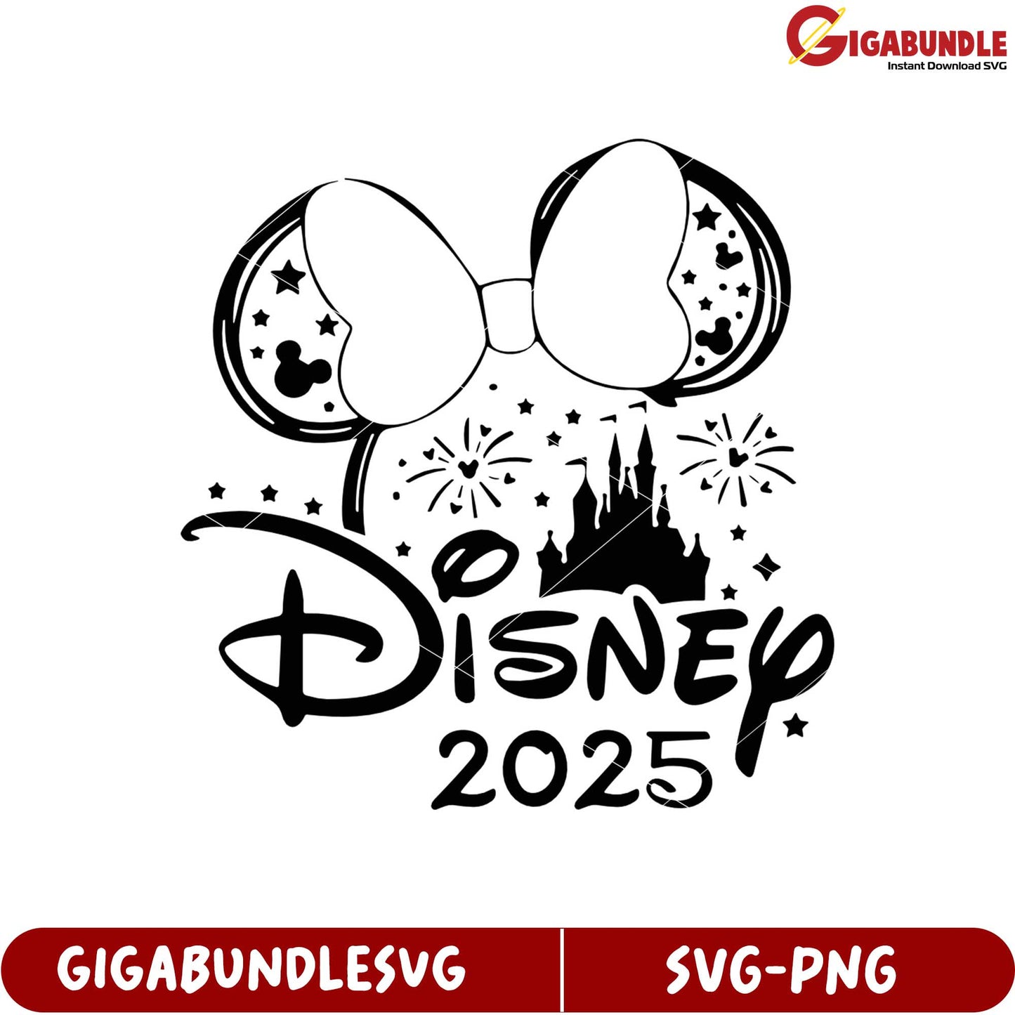 Disney 2025 SVG Product with Castle and Bow Design for Fans